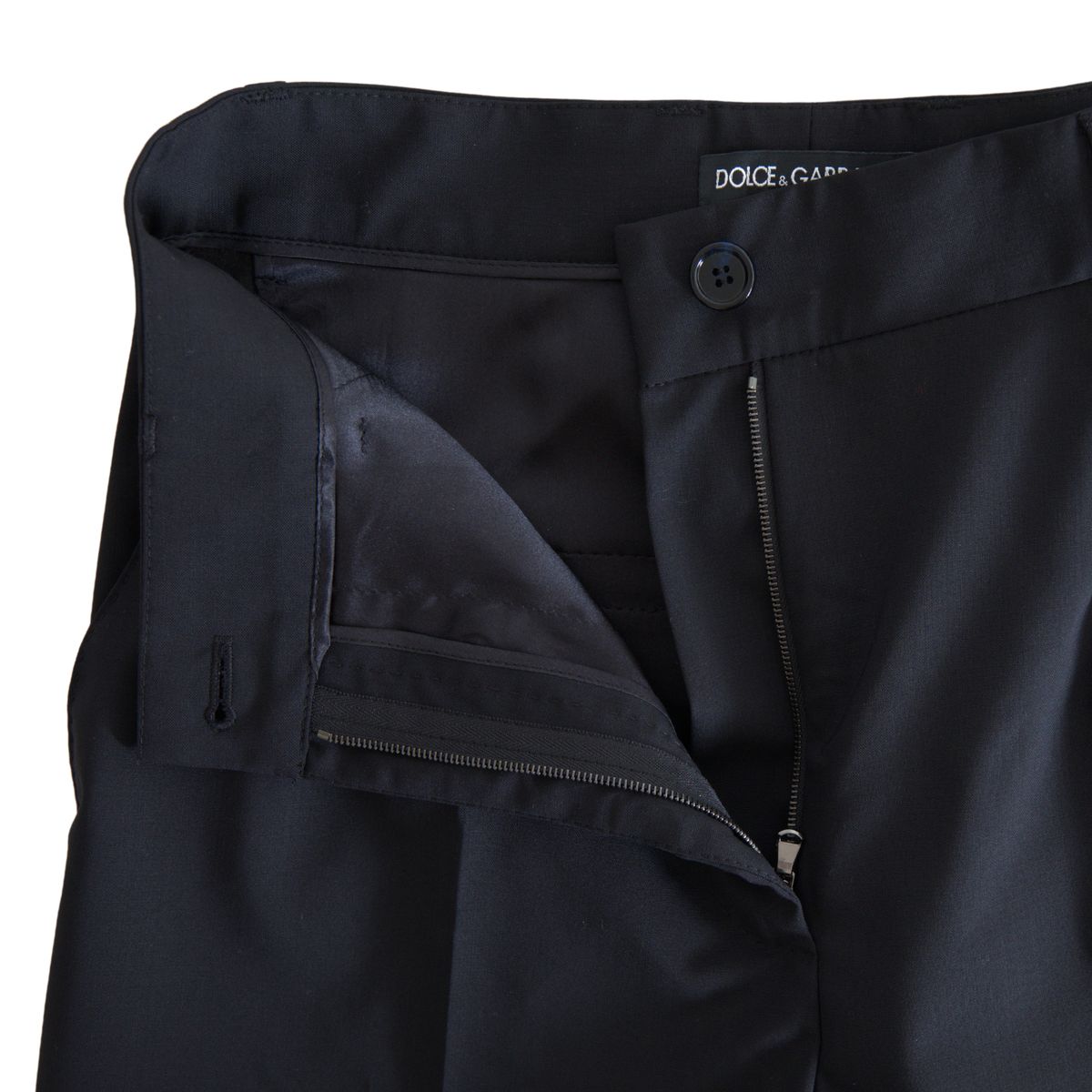 Dolce & Gabbana Black Wool High Waist Tapered Pants