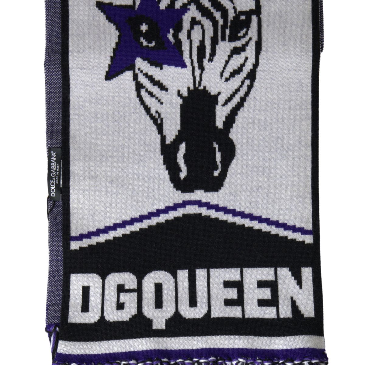 Dolce & Gabbana Multicolor Wool DG Queen Wrap Fringe Scarf