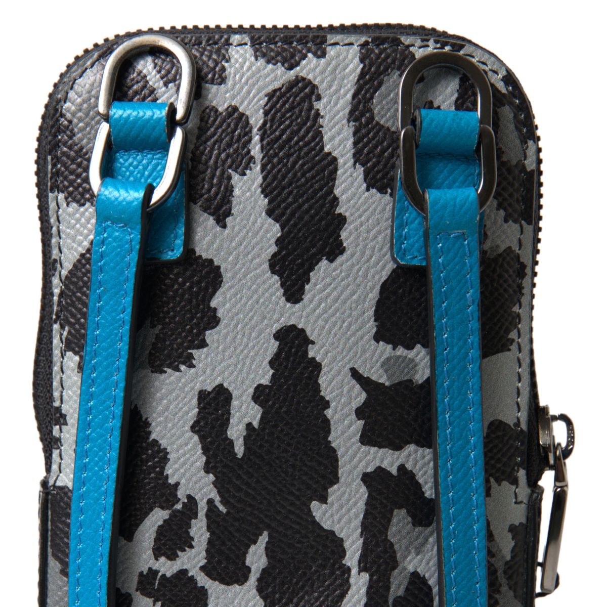 Dolce & Gabbana Gray Leopard Leather Men Purse Crossbody Sling Phone Bag