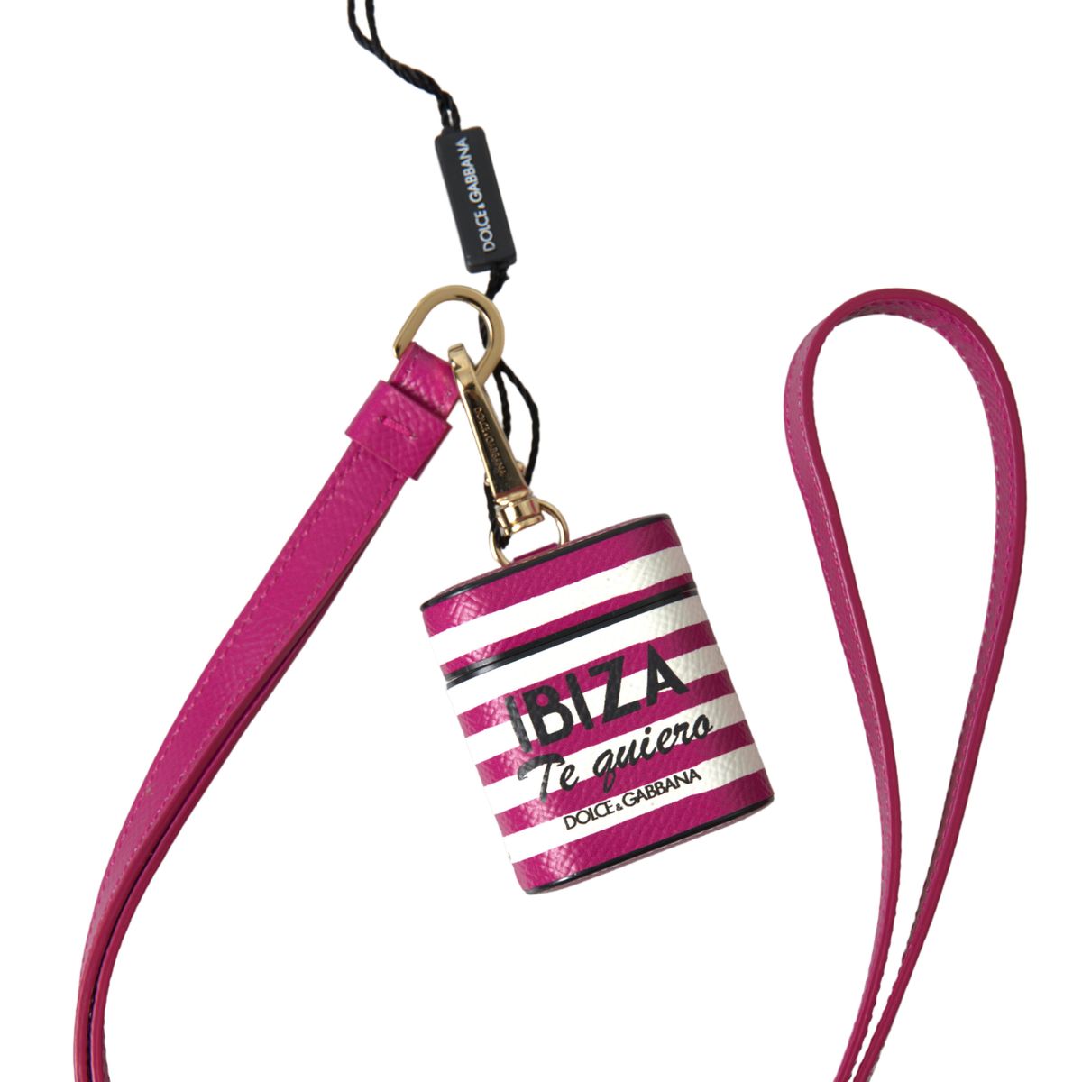 Dolce & Gabbana Fuchsia Dauphine Leather Logo Airpods Case