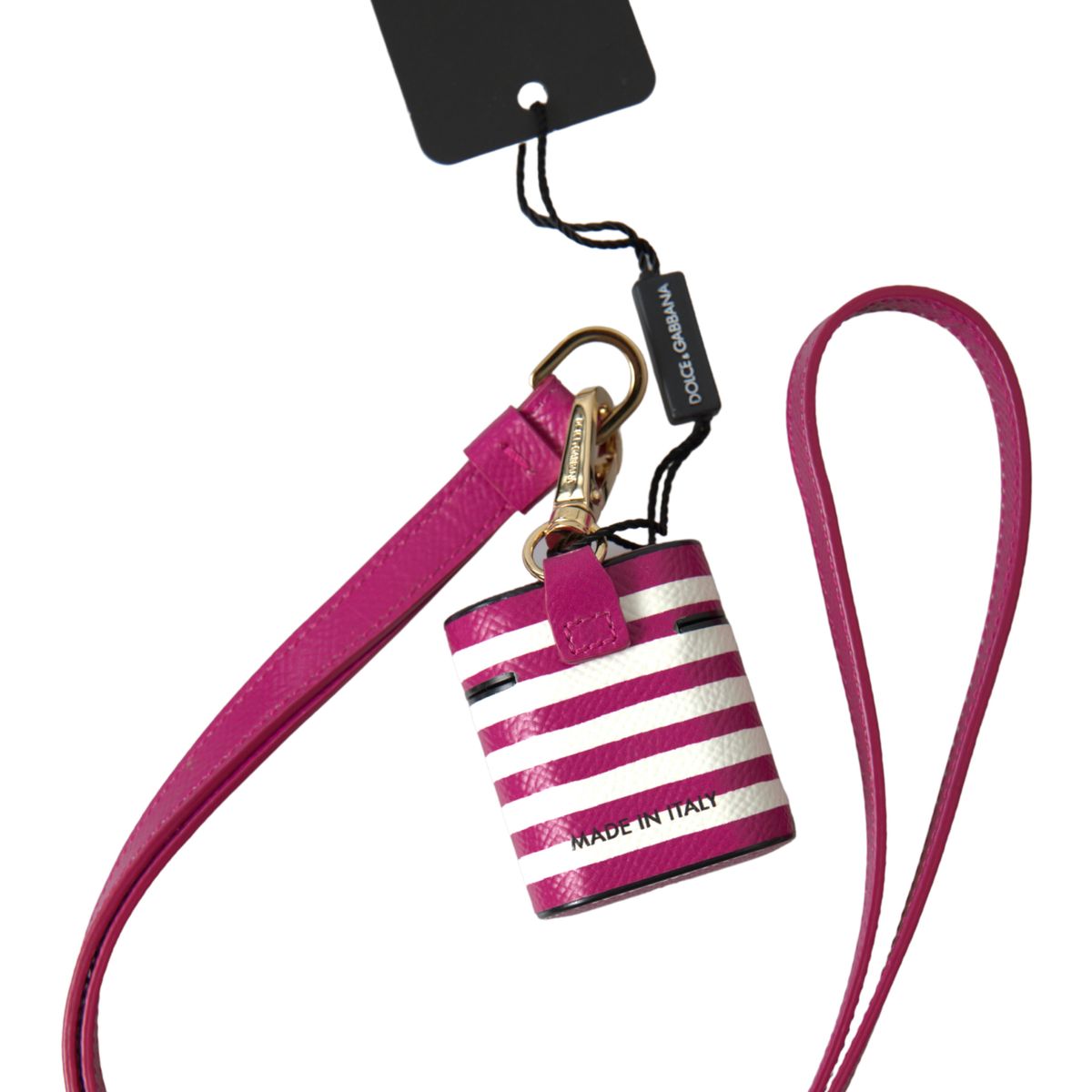 Dolce & Gabbana Fuchsia Dauphine Leather Logo Airpods Case
