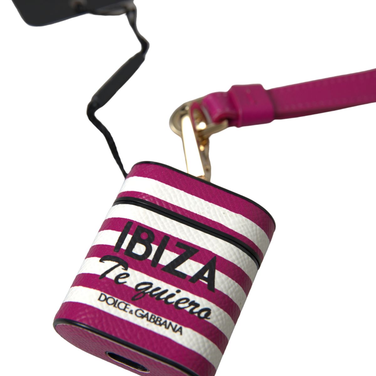 Dolce & Gabbana Fuchsia Dauphine Leather Logo Airpods Case