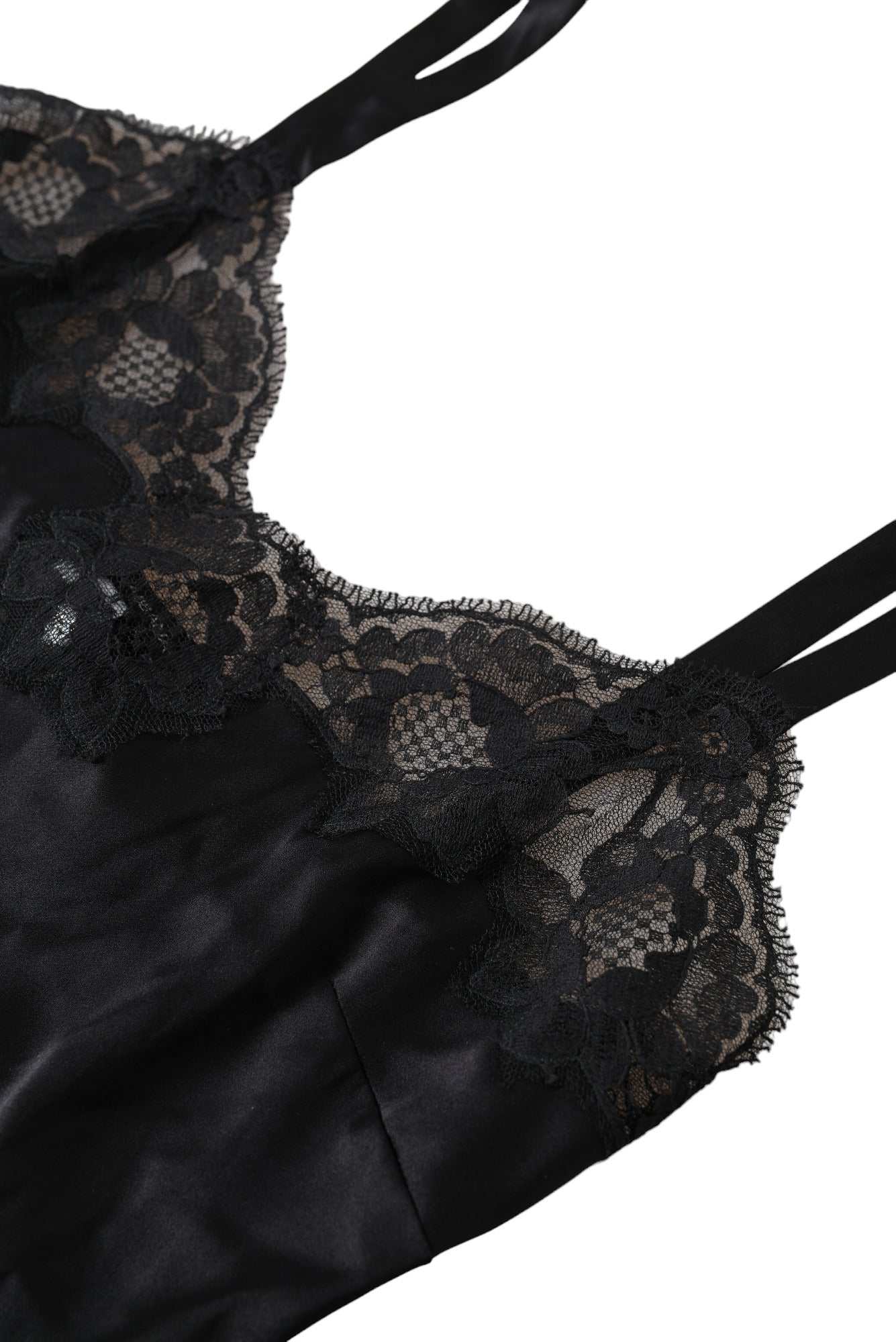 Dolce & Gabbana Black Lace Silk Sleepwear Camisole Top Underwear