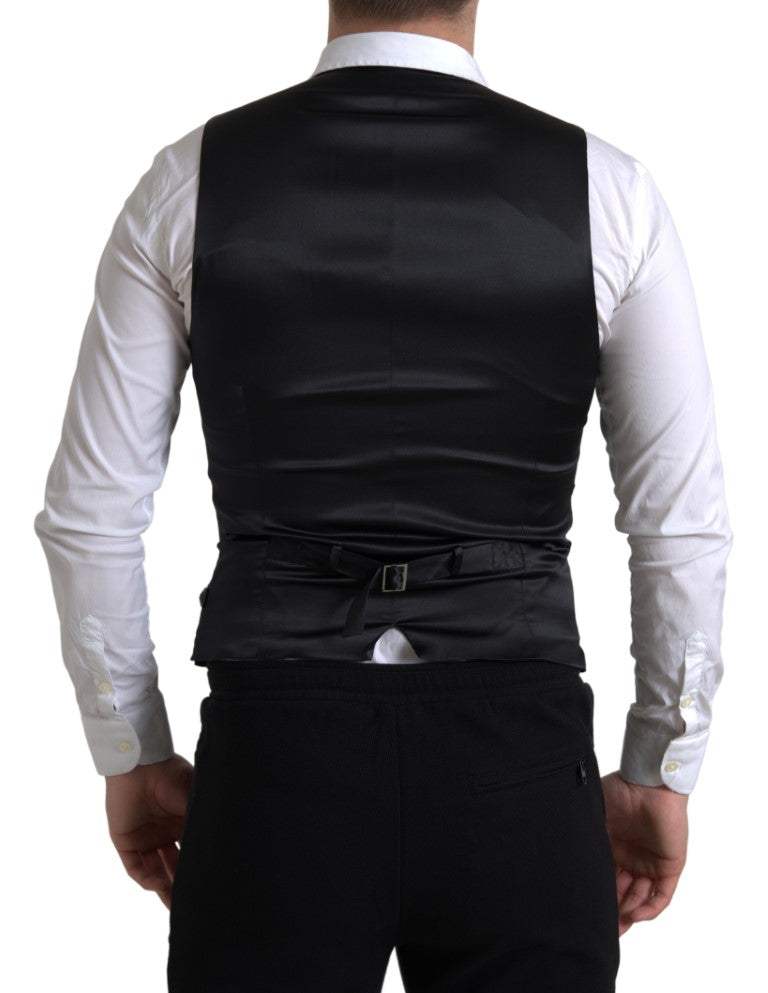 Dolce & Gabbana Black Polyester Waistcoat Formal Men Vest