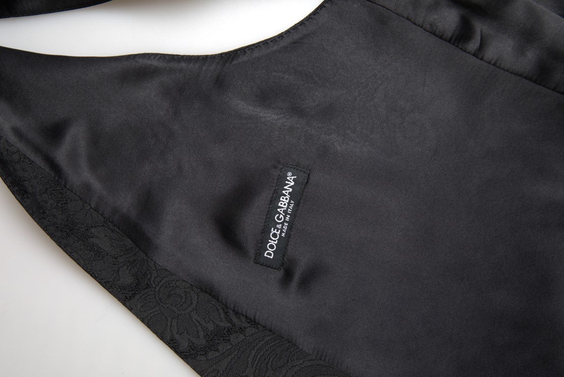 Dolce & Gabbana Black Polyester Waistcoat Formal Men Vest
