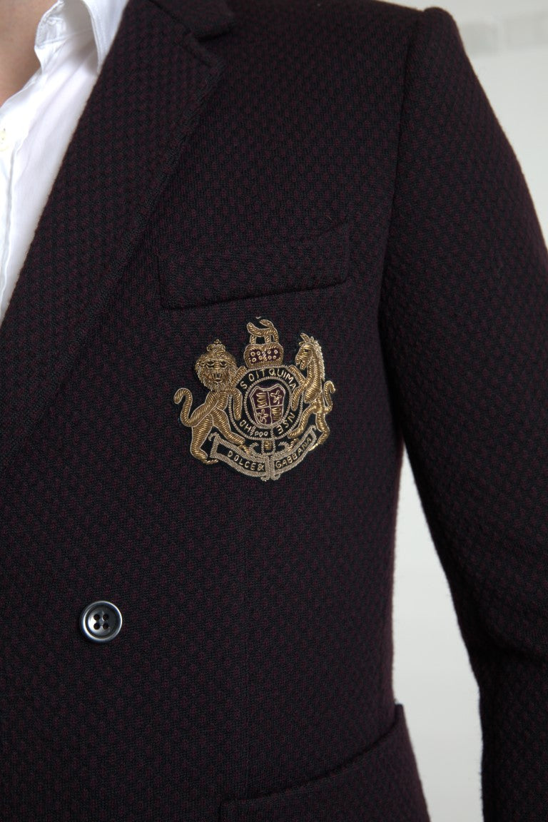 Dolce & Gabbana Black Logo Embroidery Double Breasted Blazer