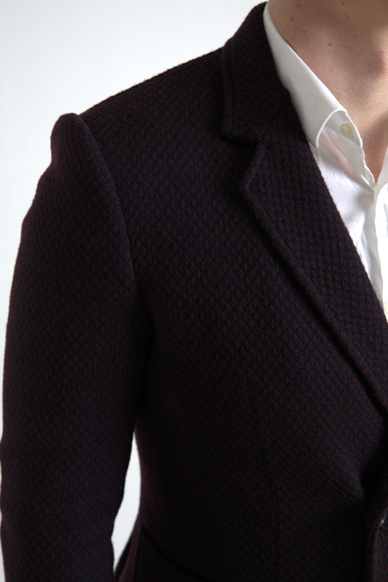 Dolce & Gabbana Black Logo Embroidery Double Breasted Blazer
