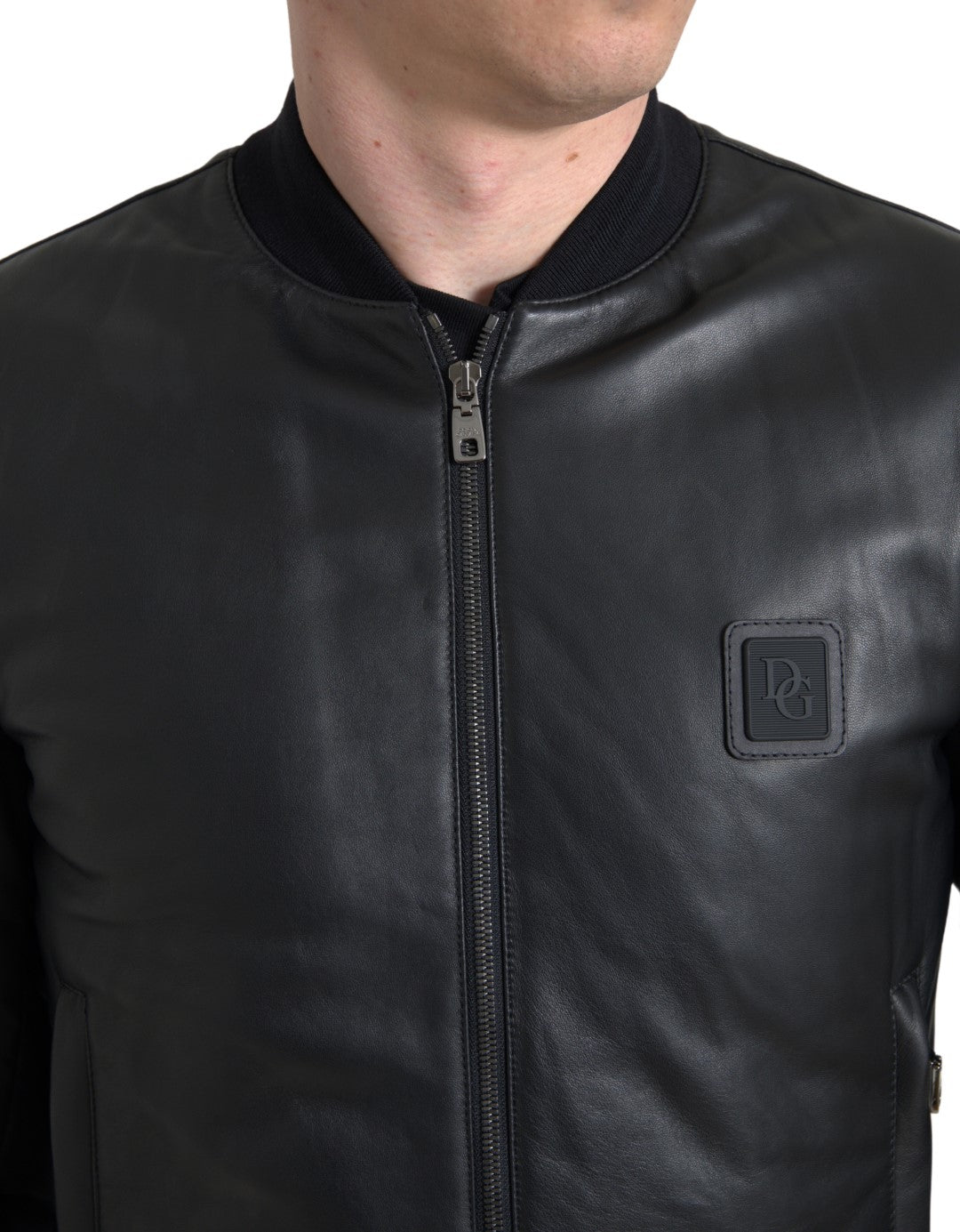 Dolce & Gabbana Black Polyester Full Zip Bomber Coat Jacket