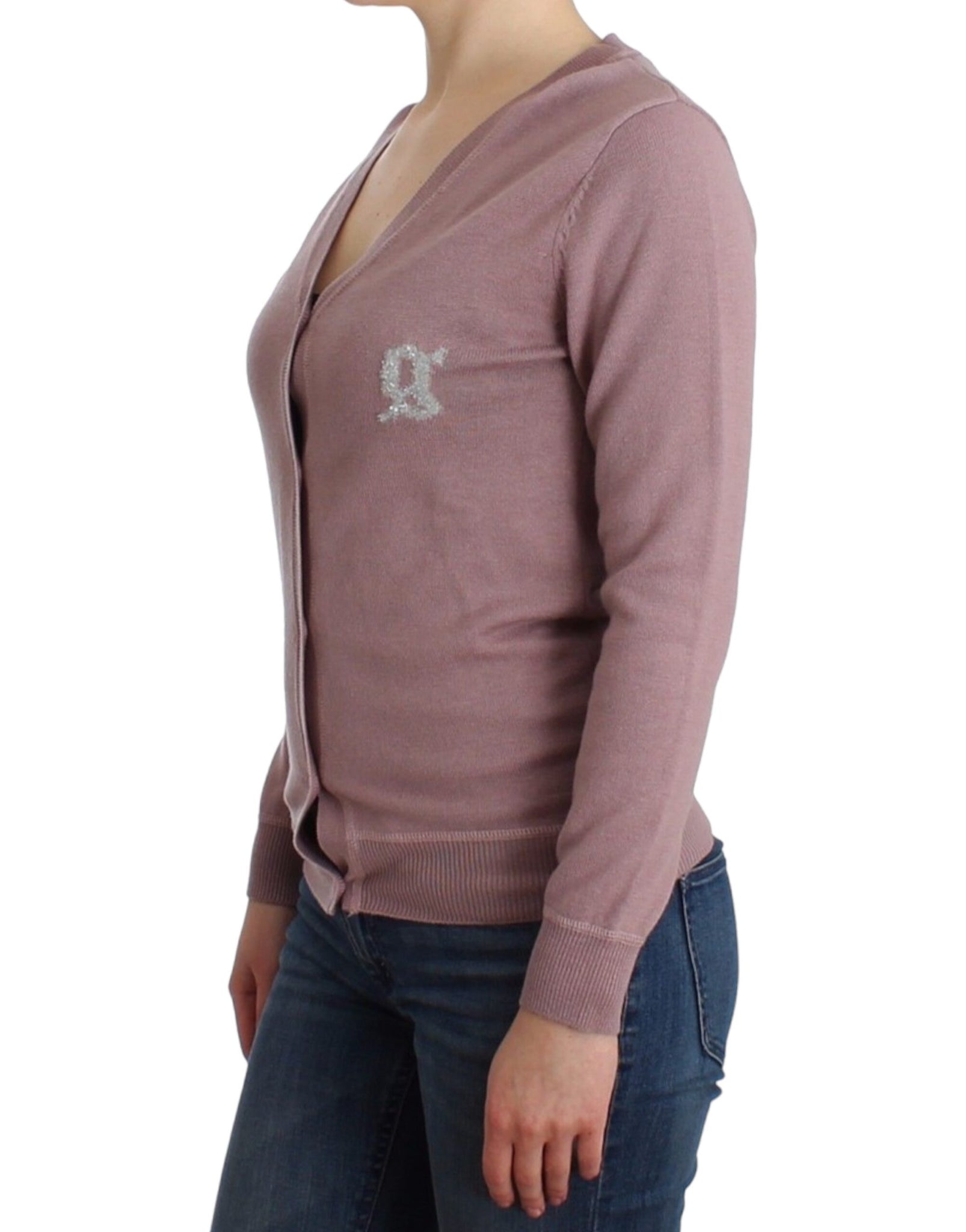 Purple v-neck wool cardigan