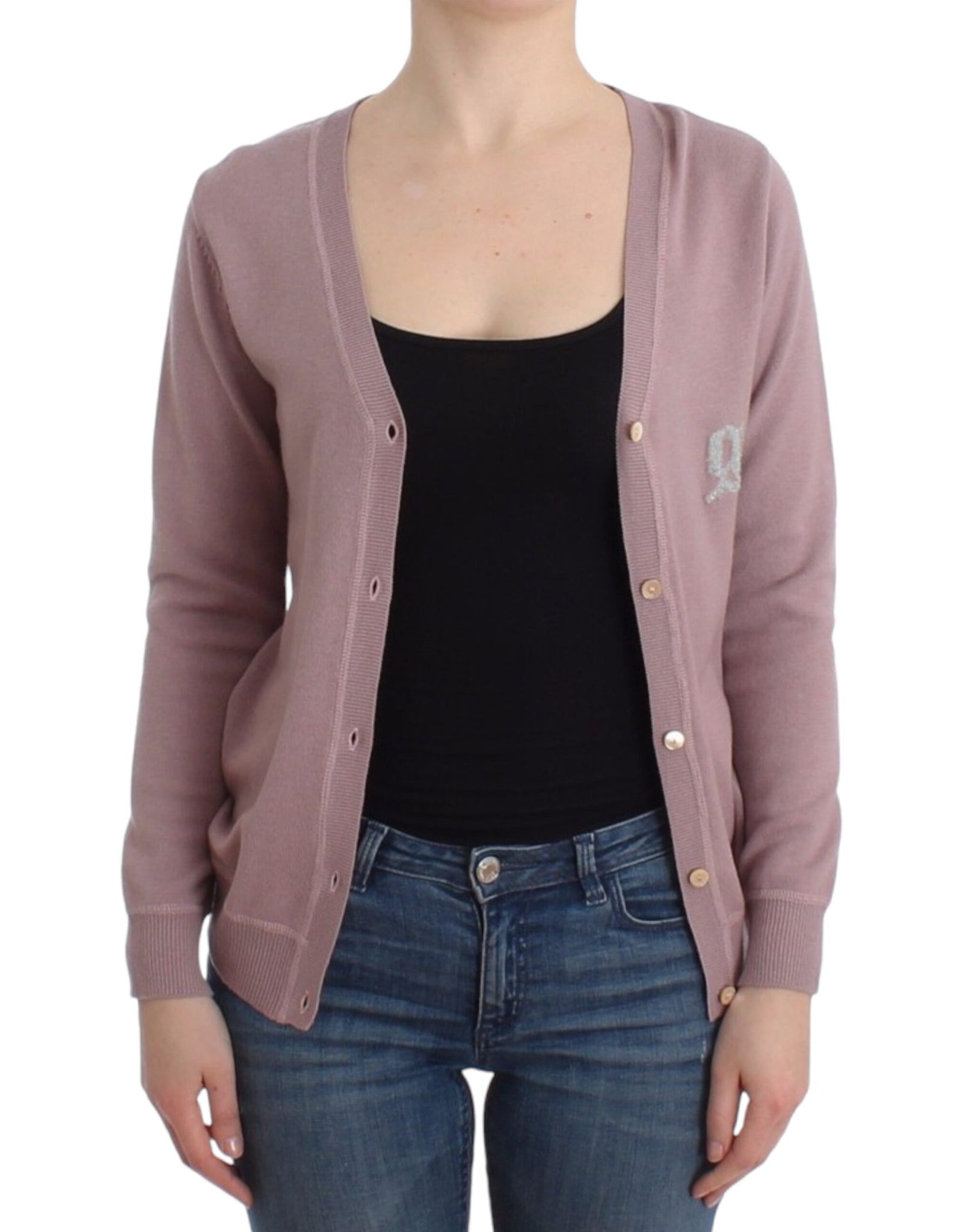 Purple v-neck wool cardigan