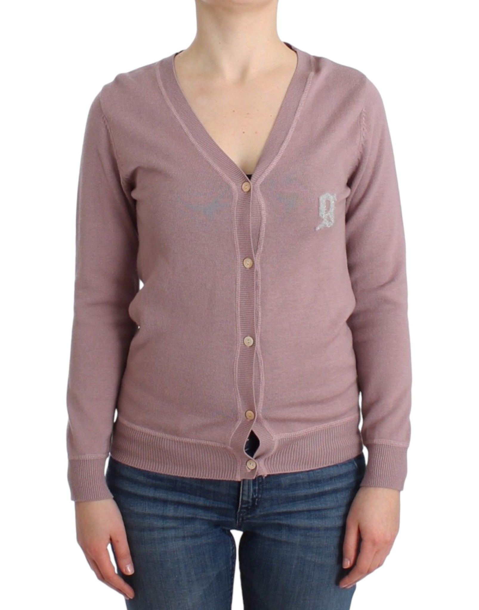 Purple v-neck wool cardigan