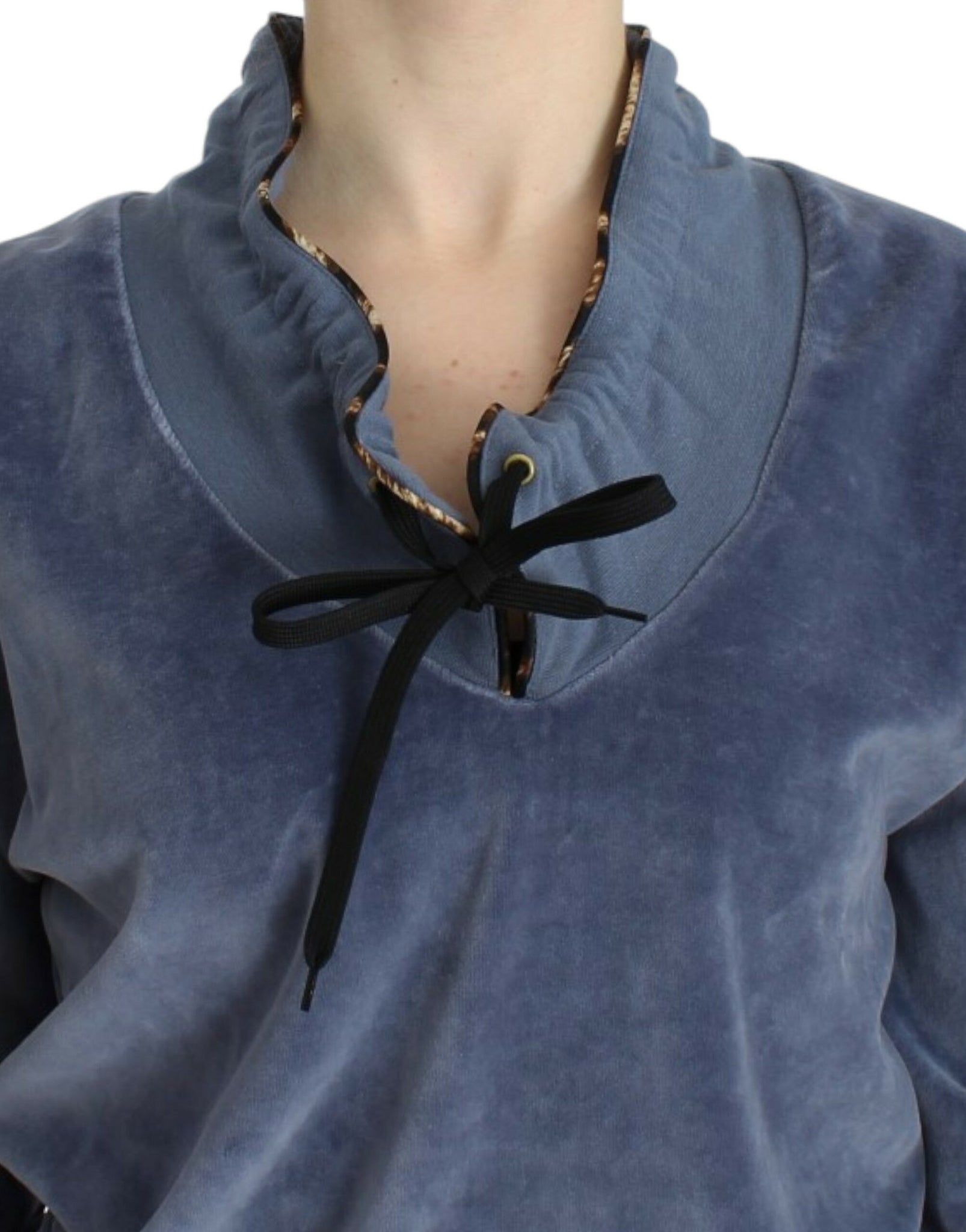 Blue velvet cotton sweater