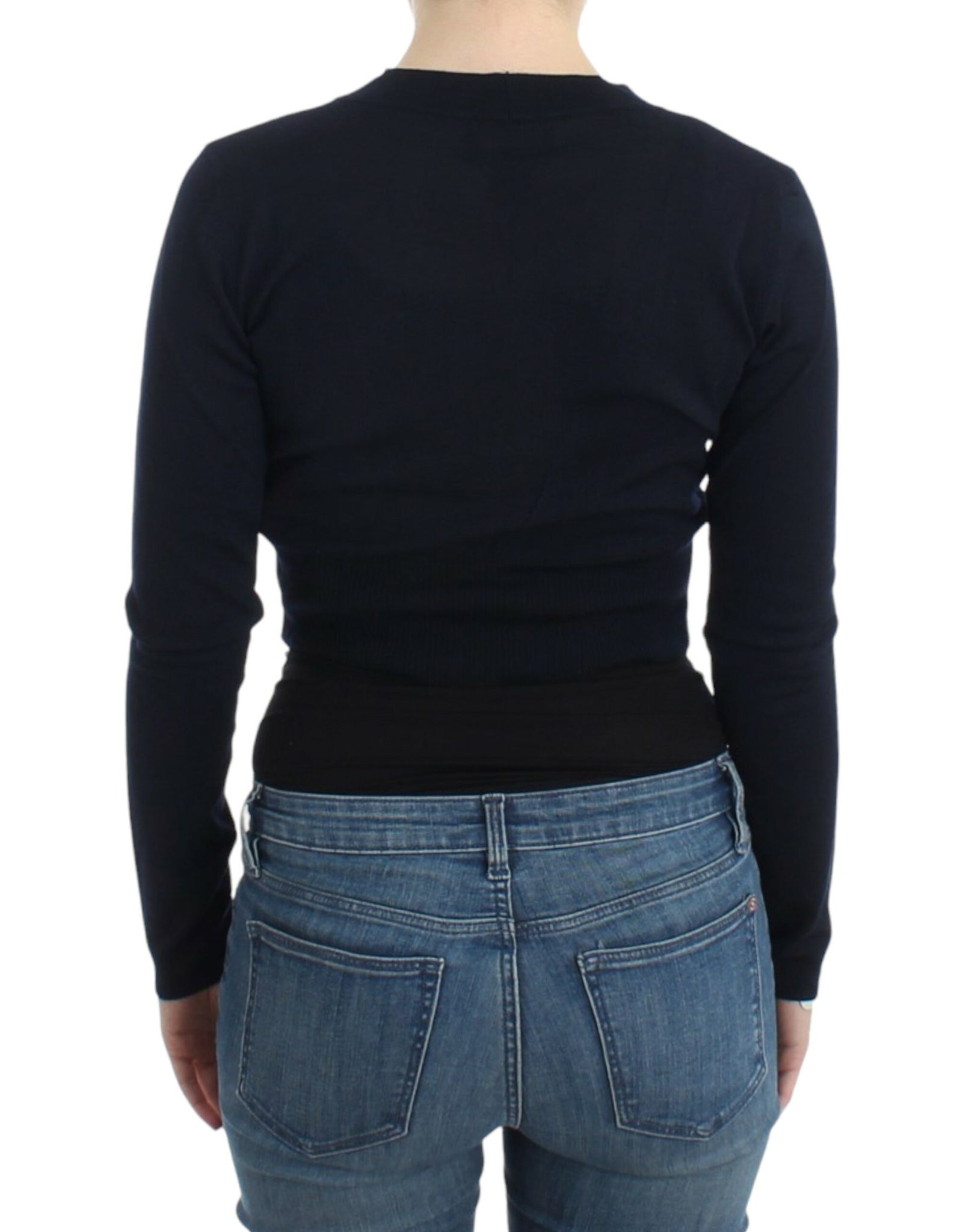 Black cropped wool cardigan