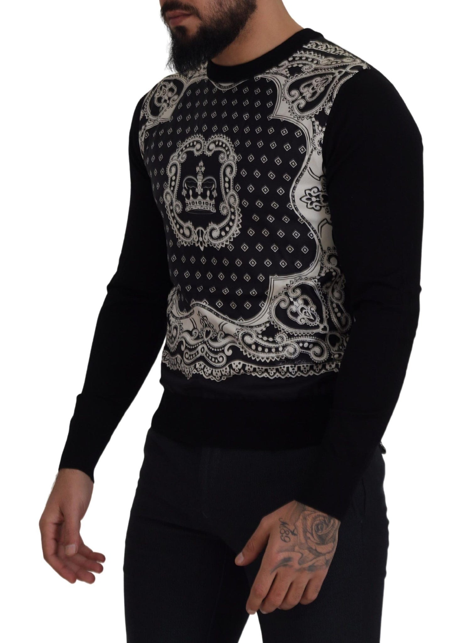 Black Bandana Crewneck Pullover Sweater