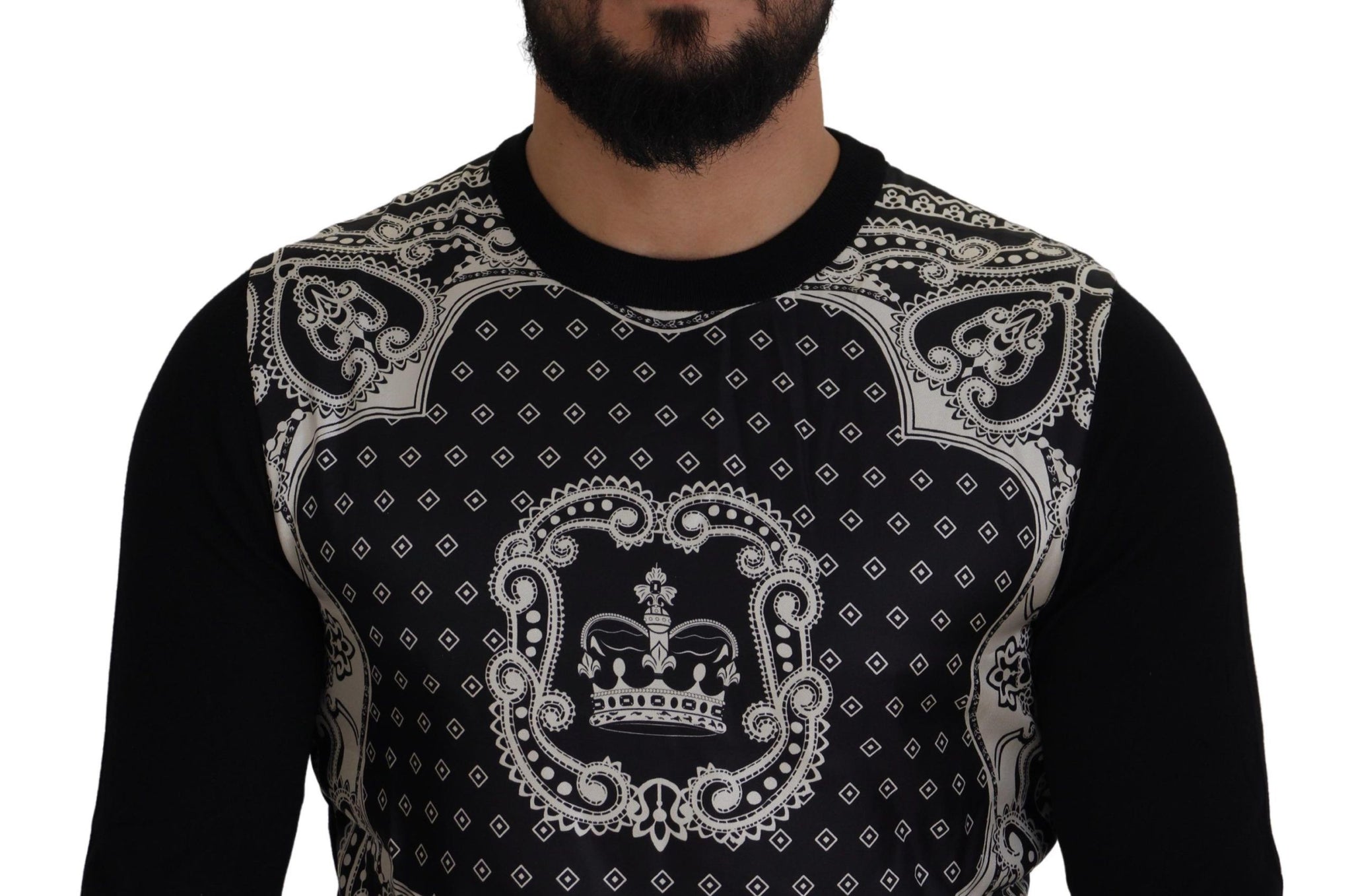 Black Bandana Crewneck Pullover Sweater