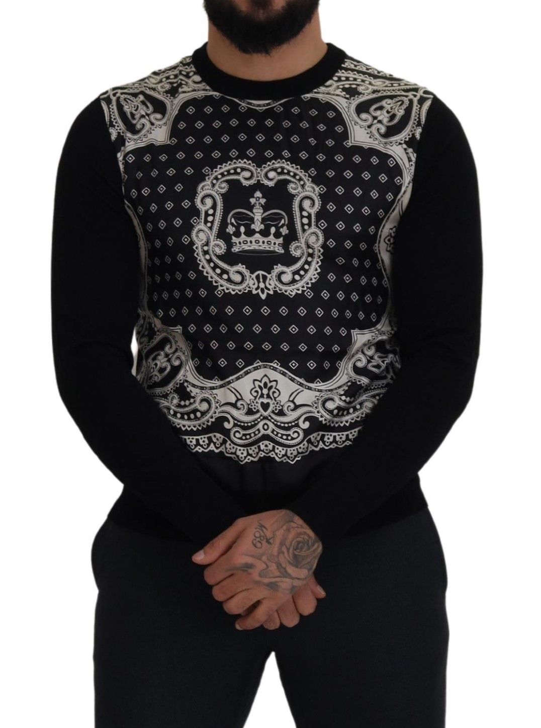 Black Bandana Crewneck Pullover Sweater