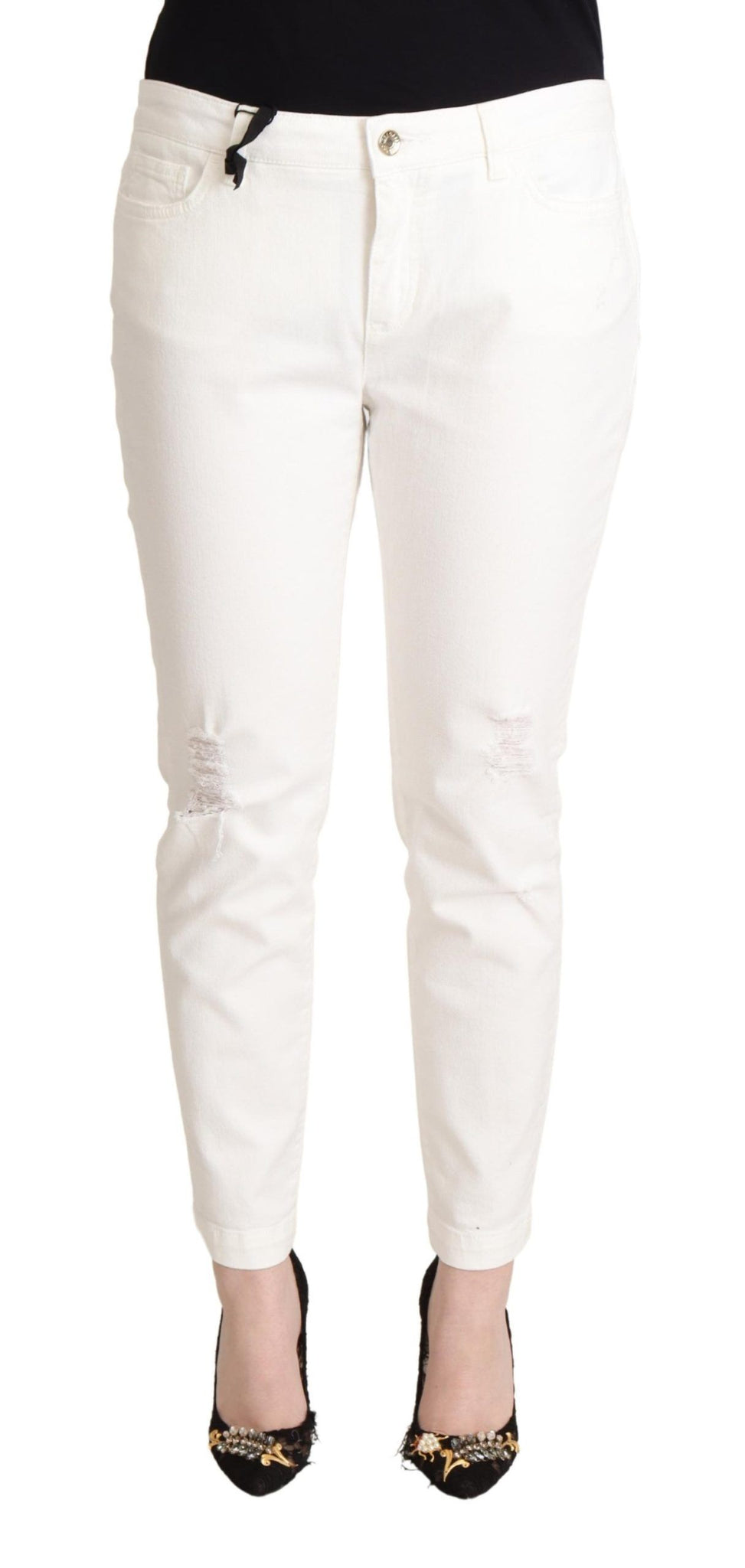 White Cotton Skinny Denim Women Pretty Jeans