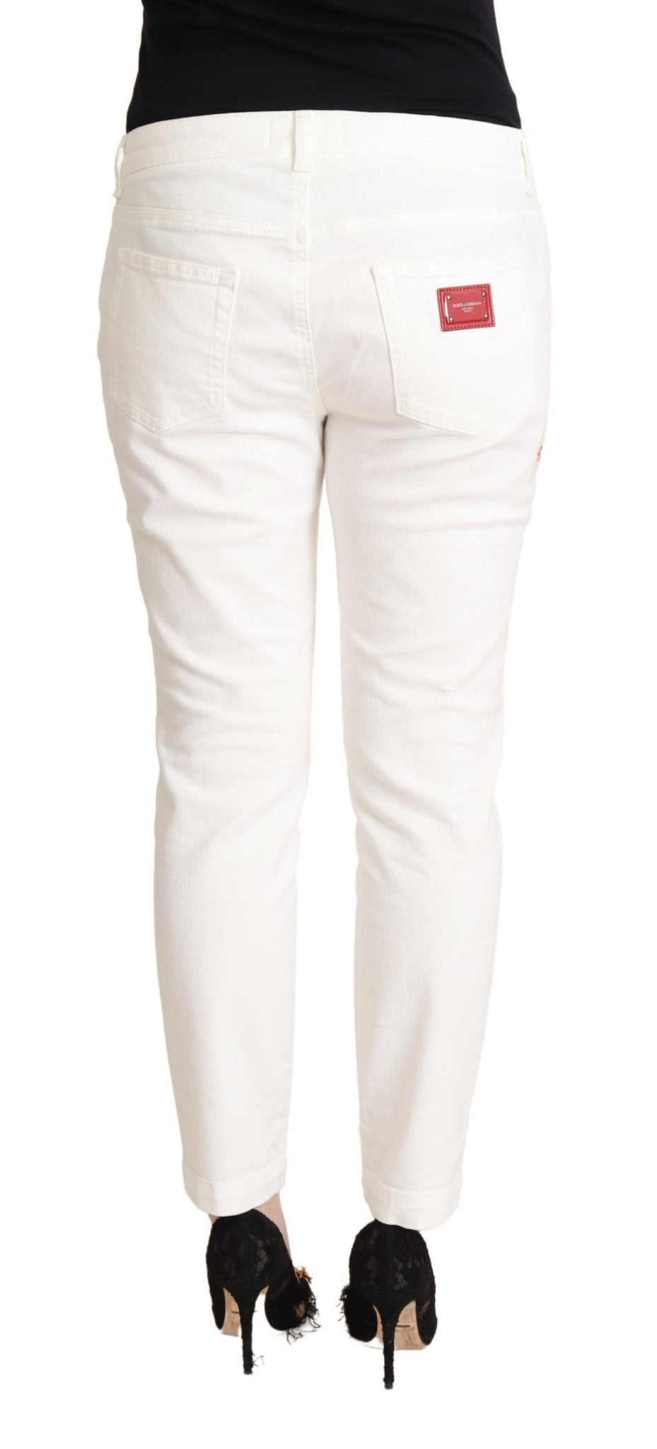 White Cotton Skinny Denim Women Pretty Jeans