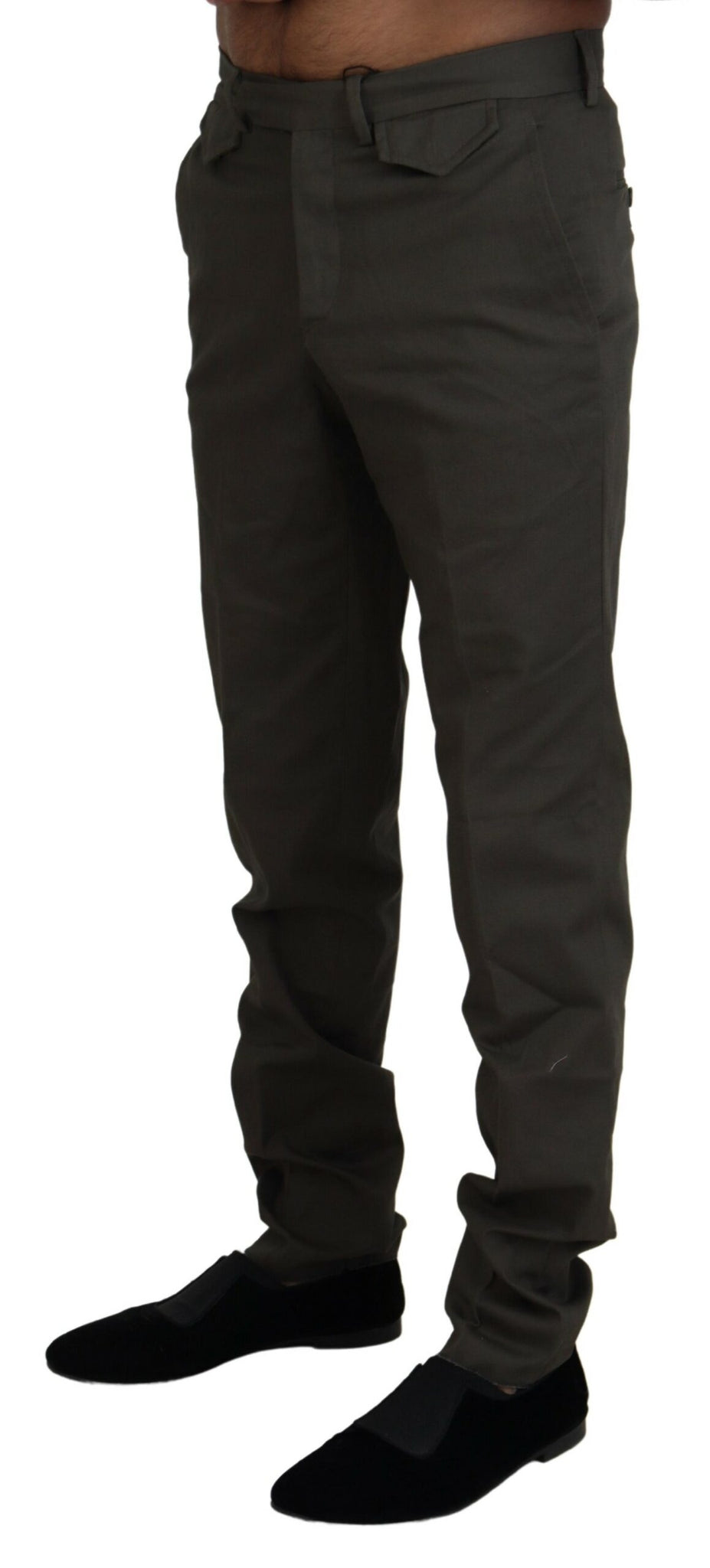 Green Cotton Straight Fit Men Pants