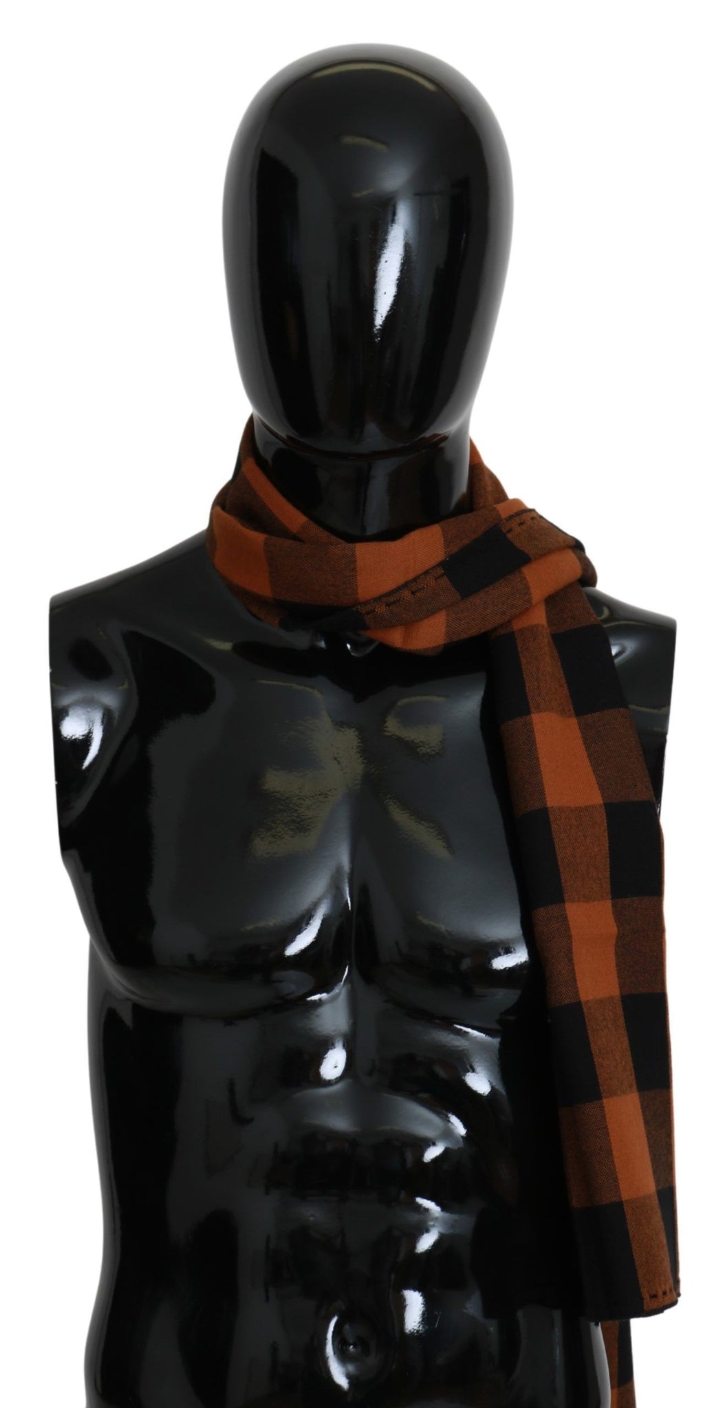Orange Check Neck Wrap Shawl Scarf