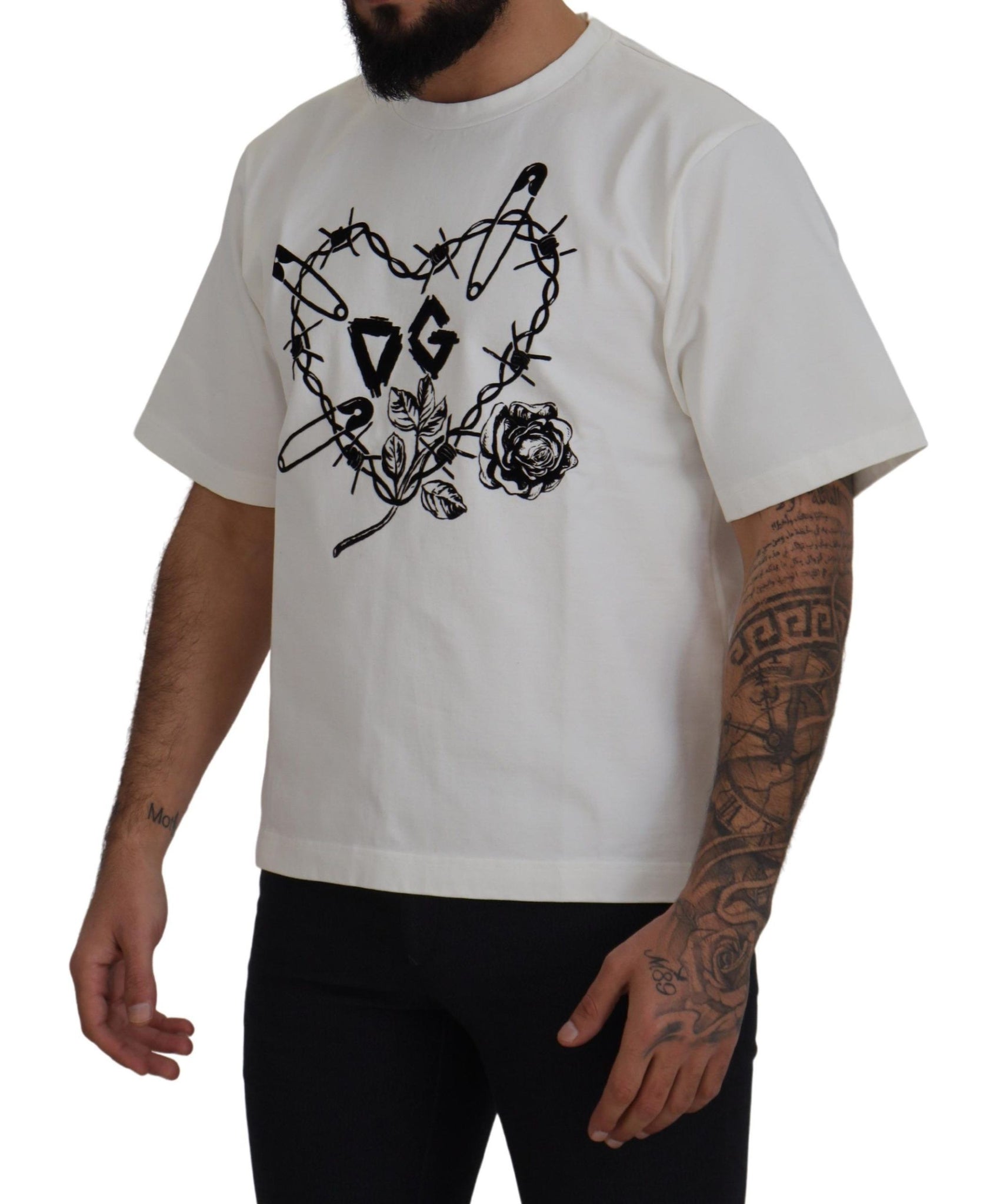 White Amor Cotton Crewneck  T-shirt