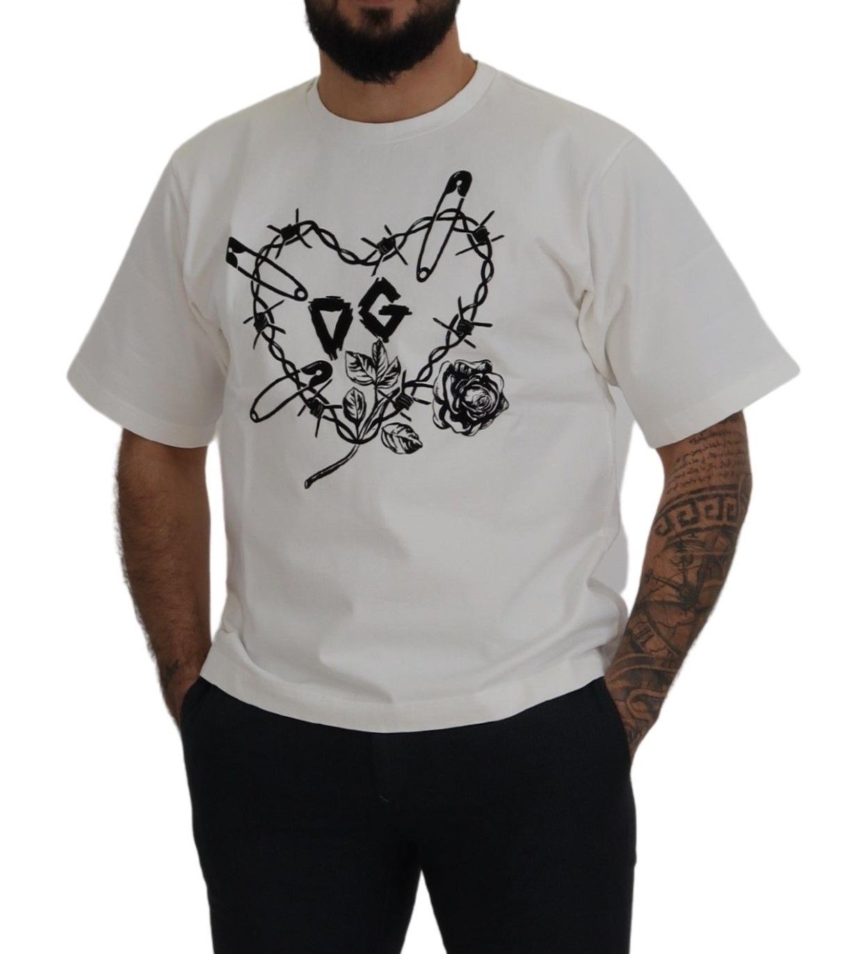 White Amor Cotton Crewneck  T-shirt