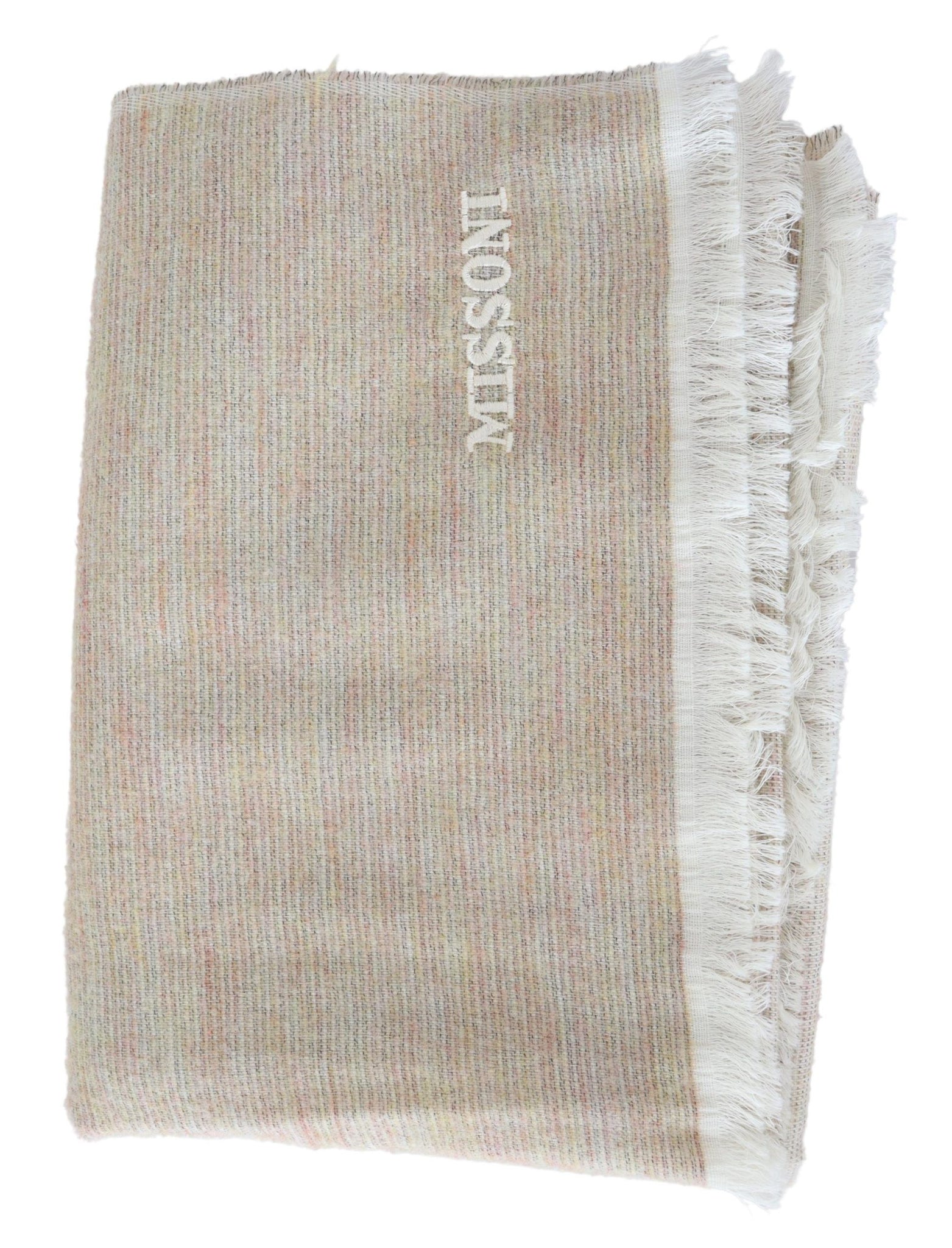 Multicolor Lined Wool Knit Neck Wrap Fringe Scarf