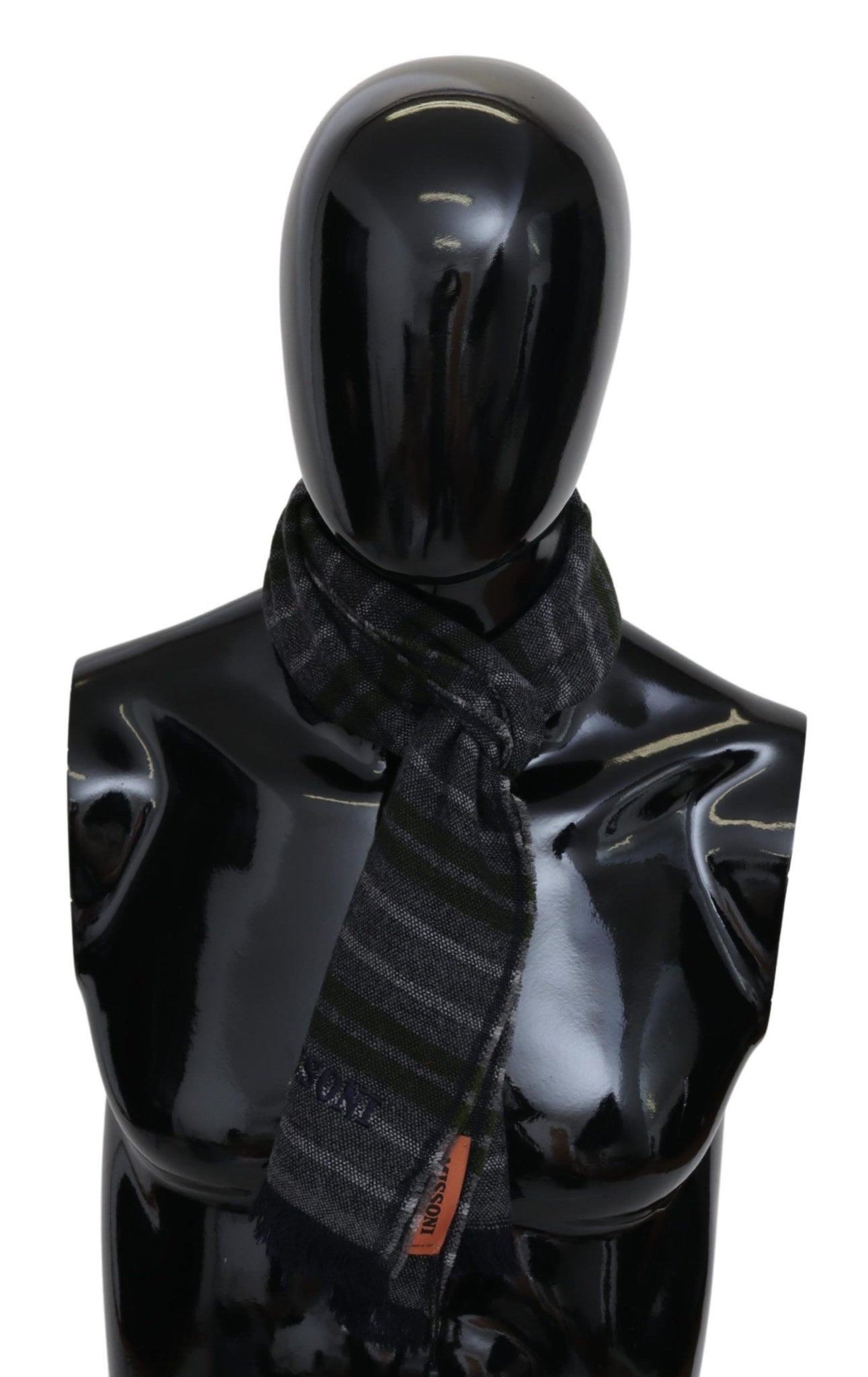 Gray Striped Wool Unisex Neck Wrap Scarf