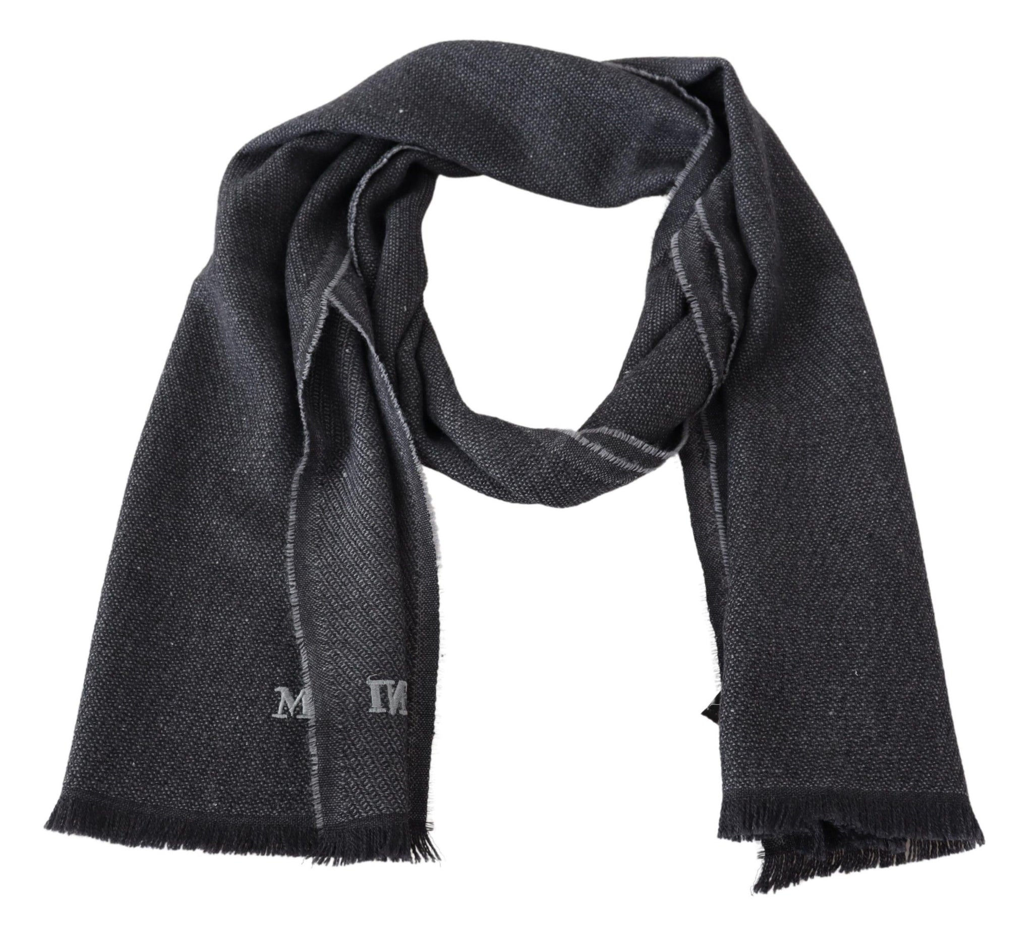 Black Wool Knit Unisex Neck Wrap Shawl Scarf