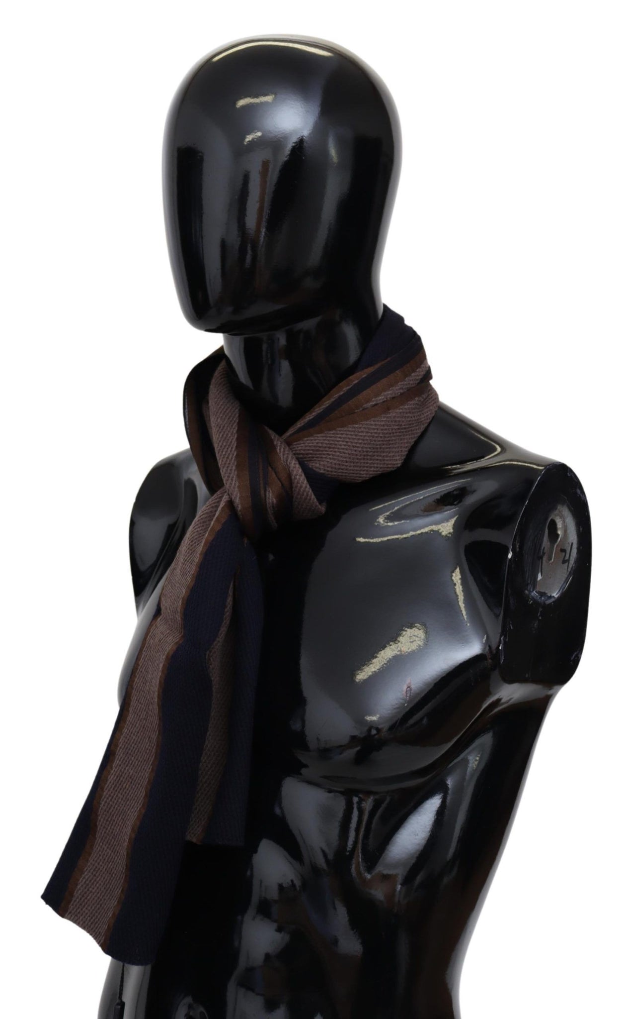 Brown Wool Striped Unisex Neck Wrap Shawl Scarf