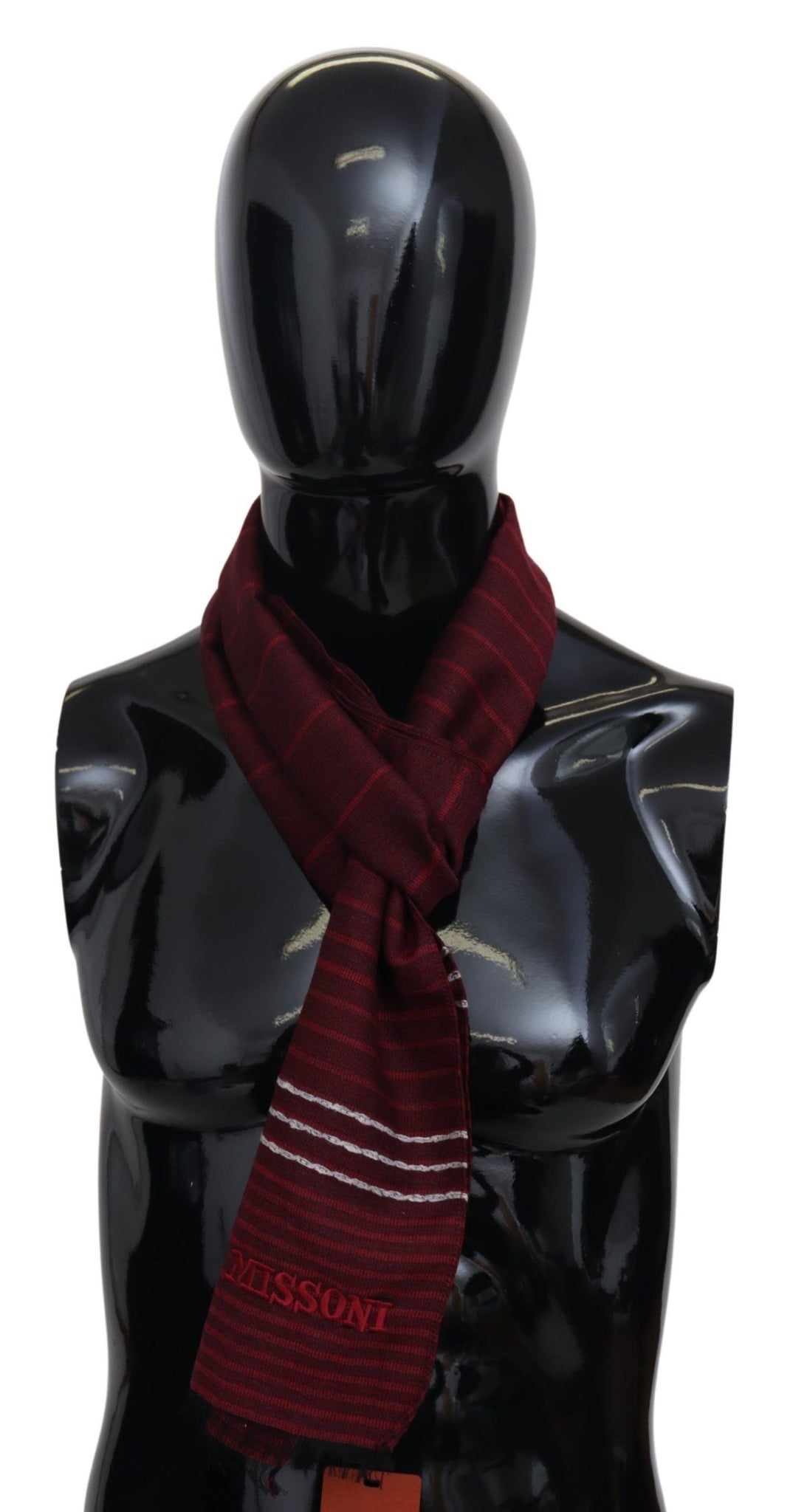 Red  Wool Striped Unisex Neck Wrap Shawl Fringes Scarf