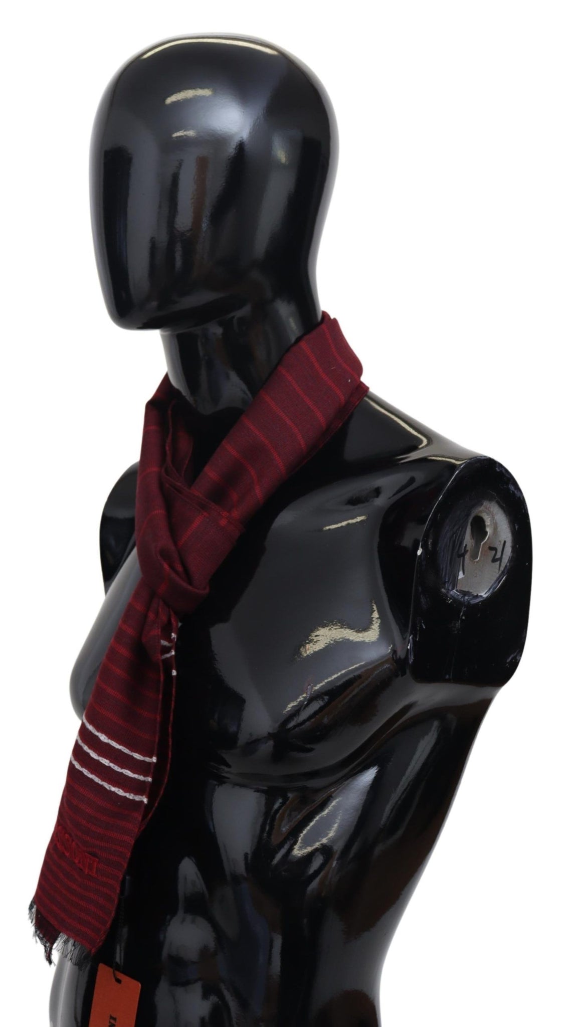 Red  Wool Striped Unisex Neck Wrap Shawl Fringes Scarf