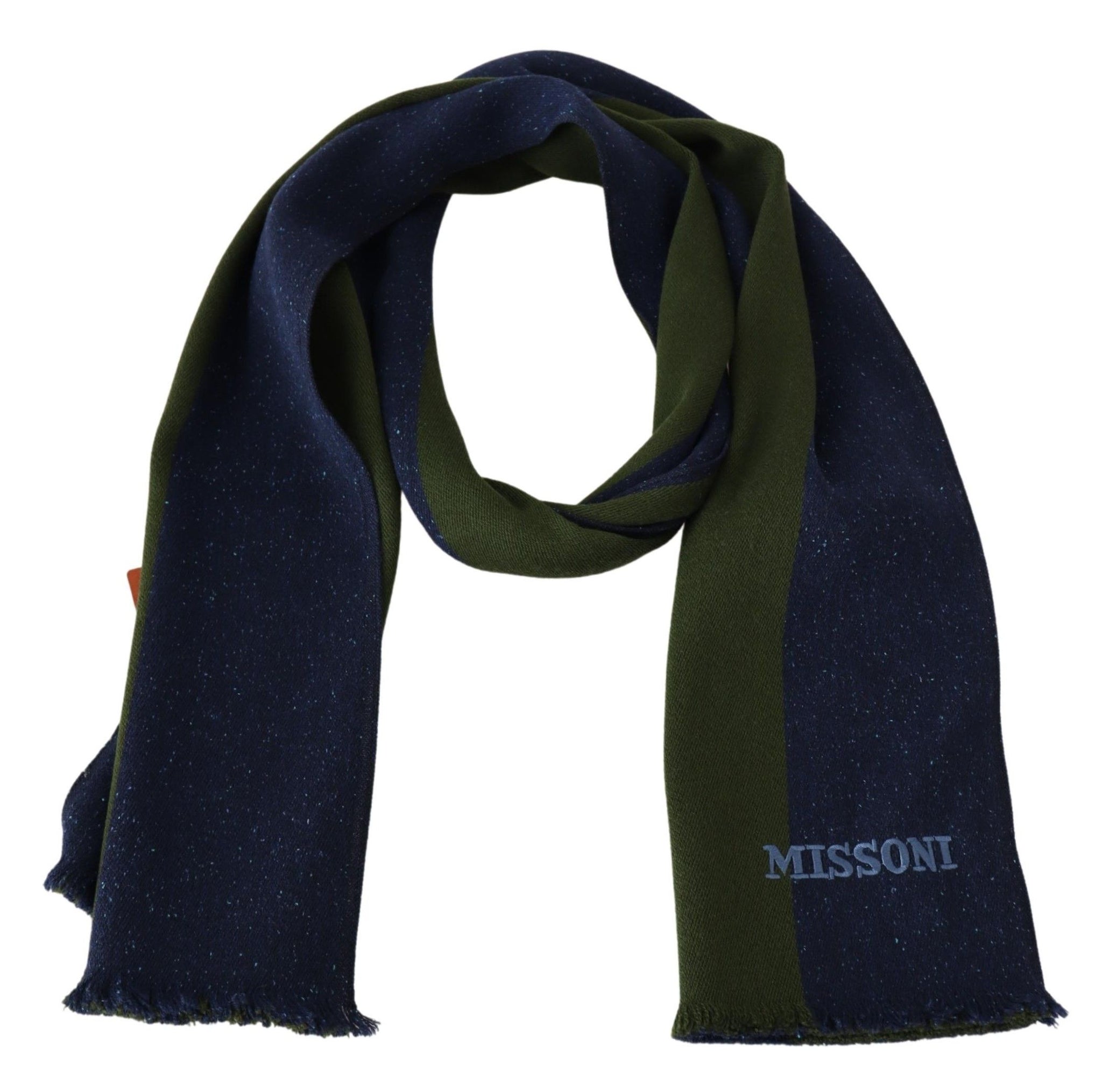 Green Striped Wool Unisex Neck Wrap Shawl Blue