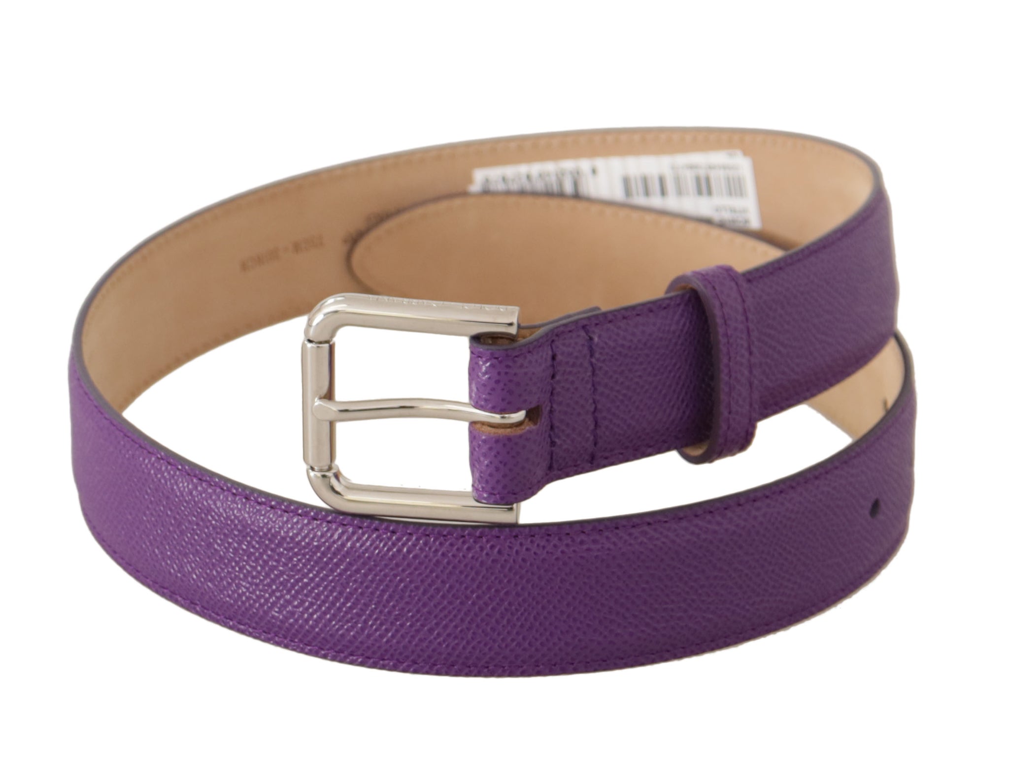 Purple Calfskin Leather Logo Engraved Buckle Belt