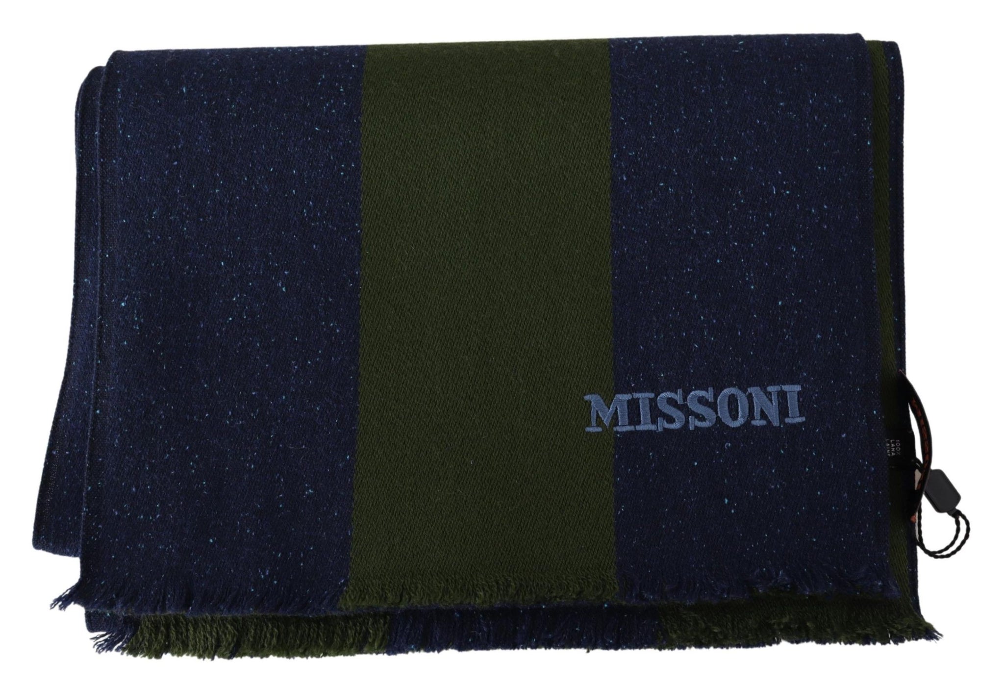 Green Striped Wool Unisex Neck Wrap Shawl Blue