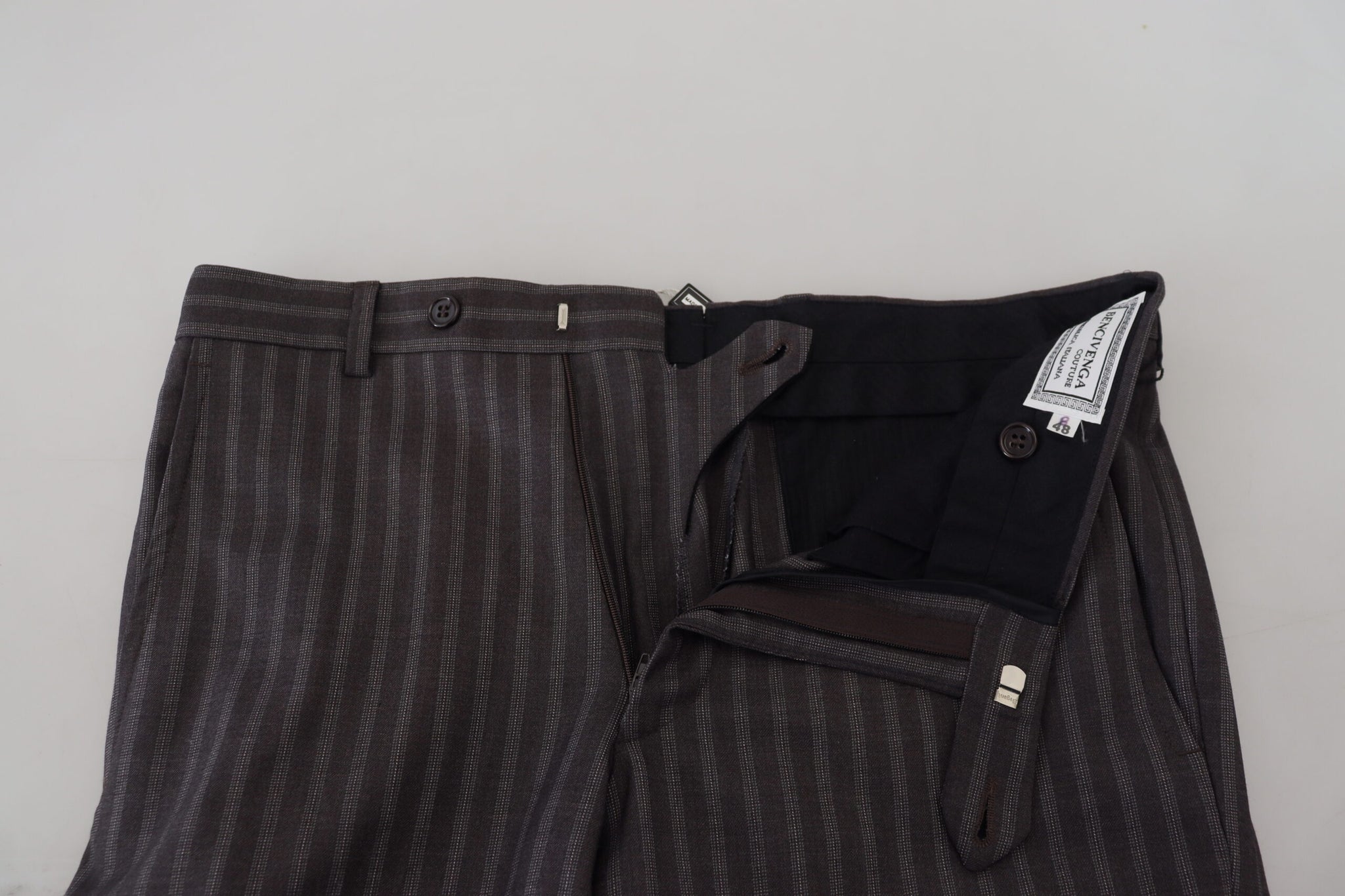 Brown Stripes Slim Fit Men Pants