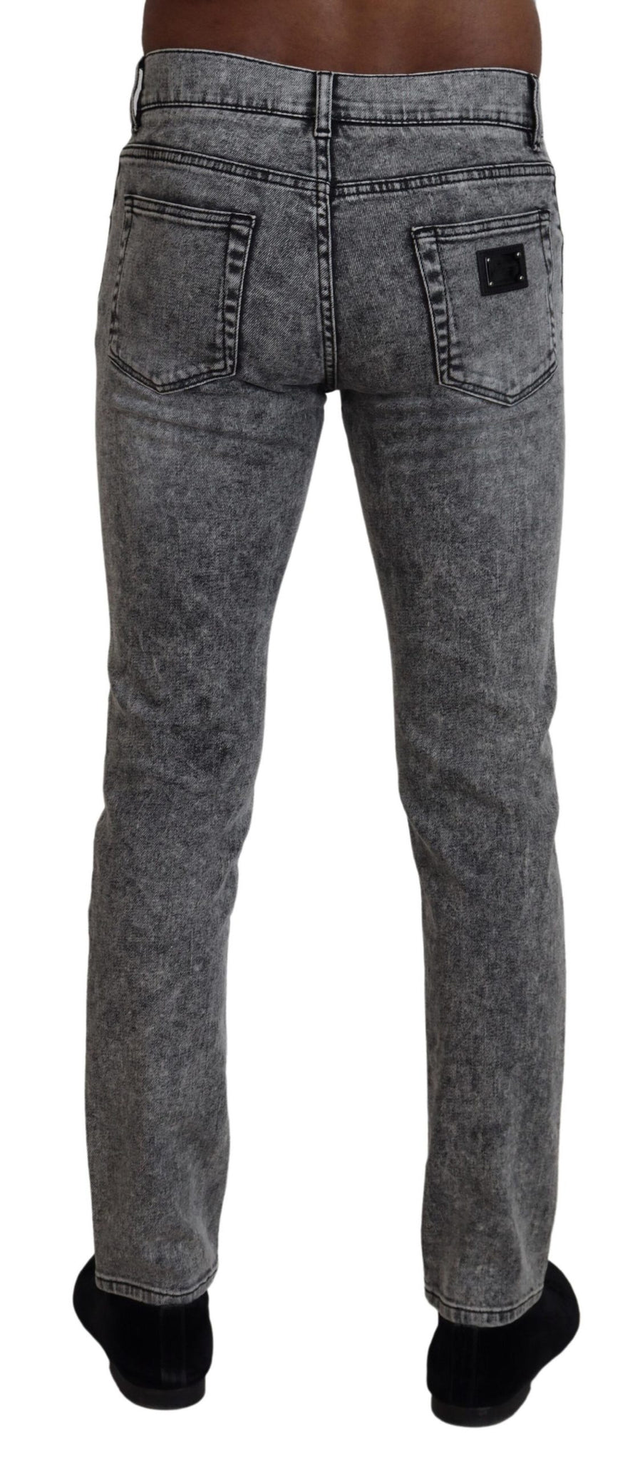 Gray Washed Cotton Low Waist Denim Jeans