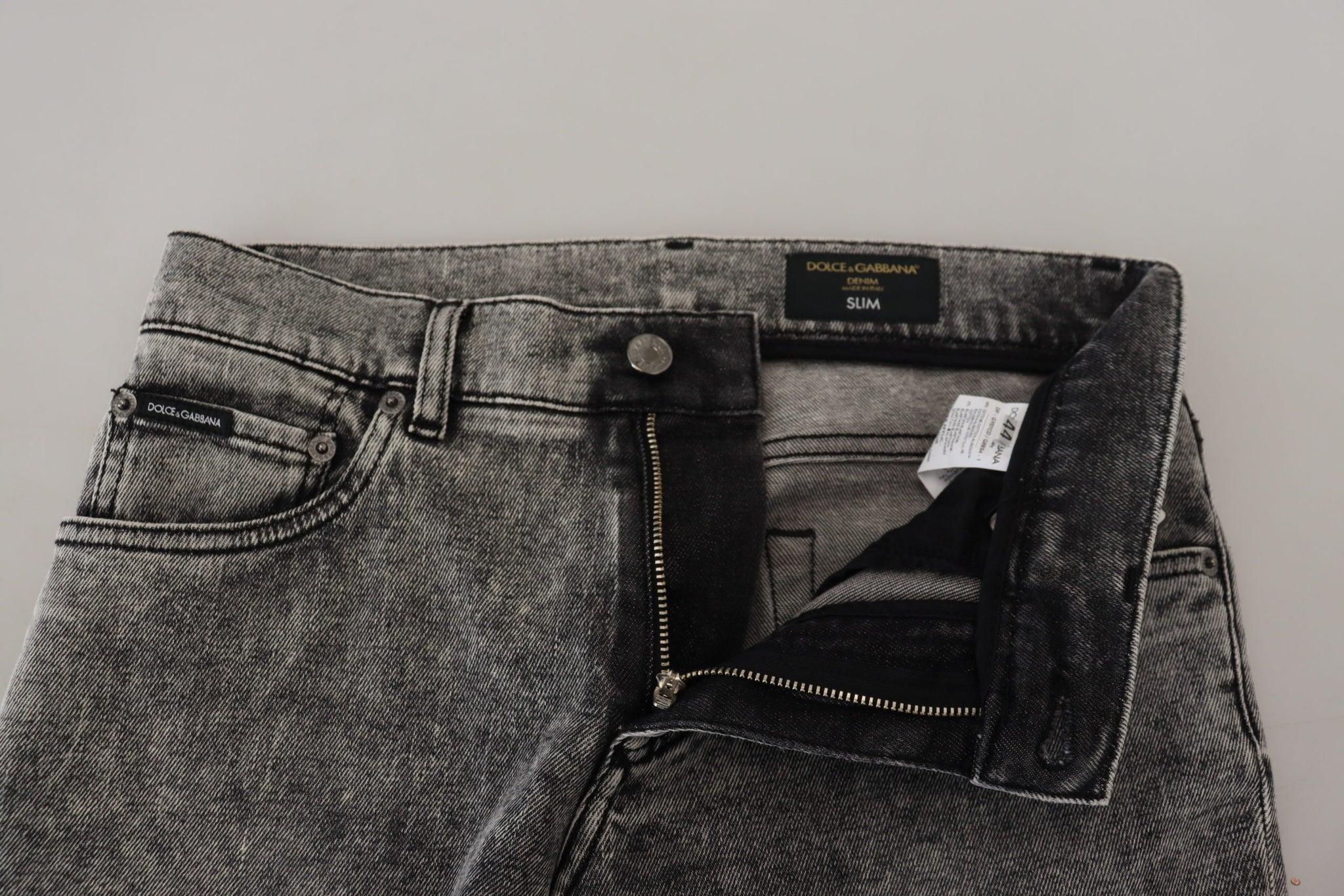 Gray Washed Cotton Low Waist Denim Jeans