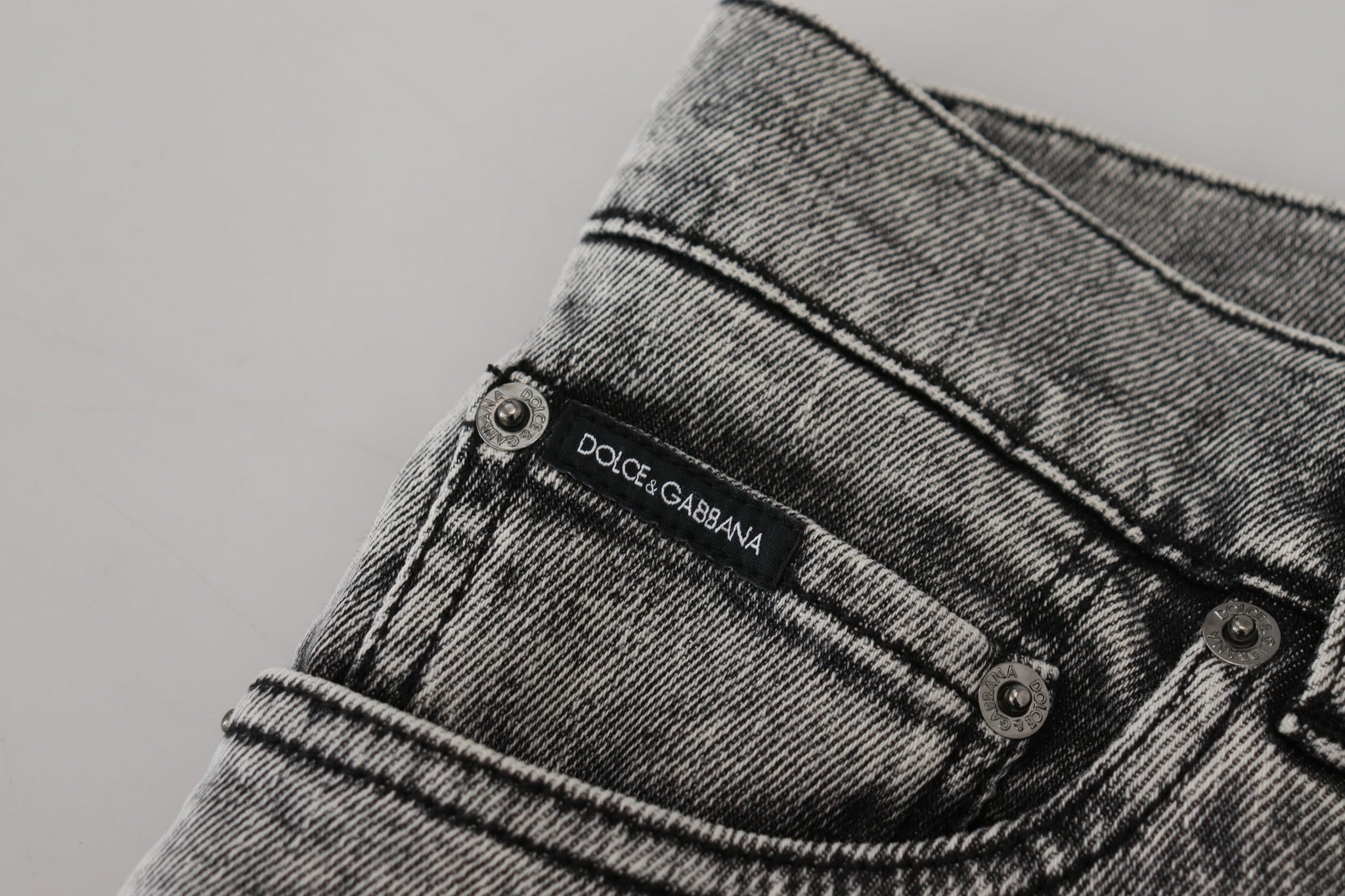 Gray Washed Cotton Low Waist Denim Jeans