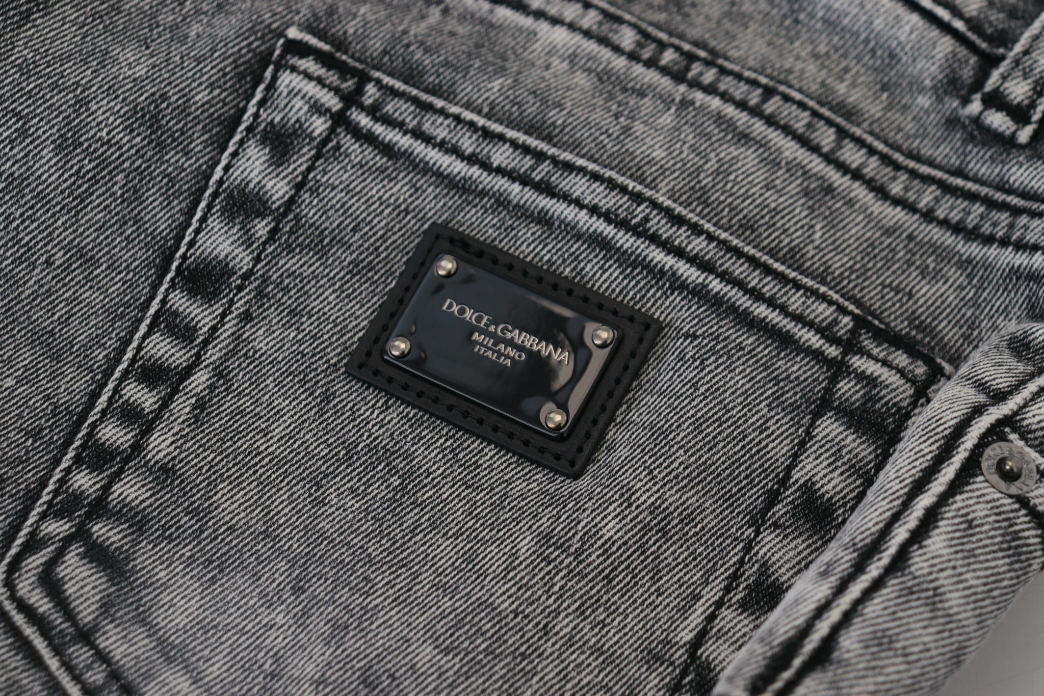 Gray Washed Cotton Low Waist Denim Jeans