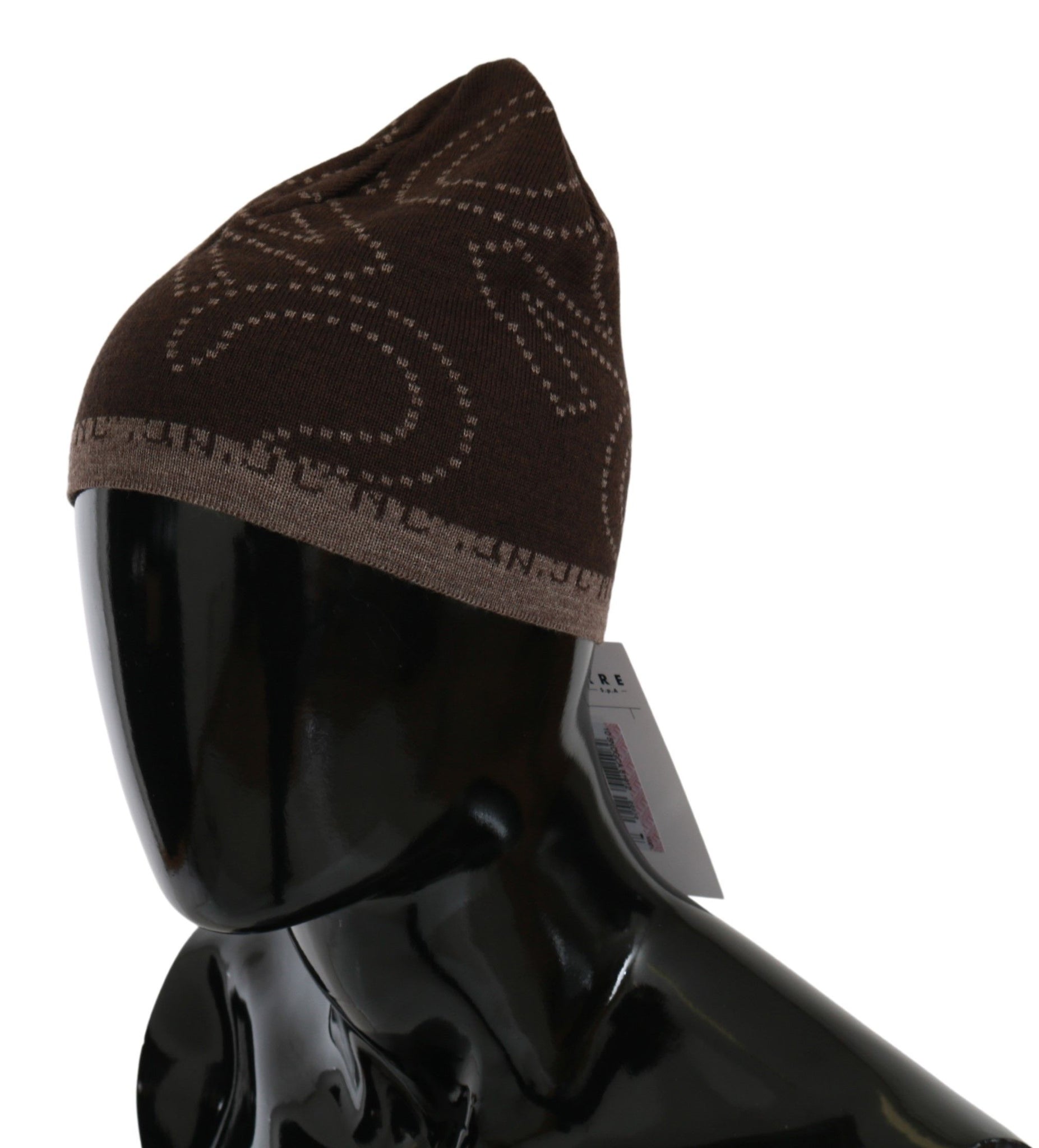 Beanie Brown Wool Blend Branded Hat