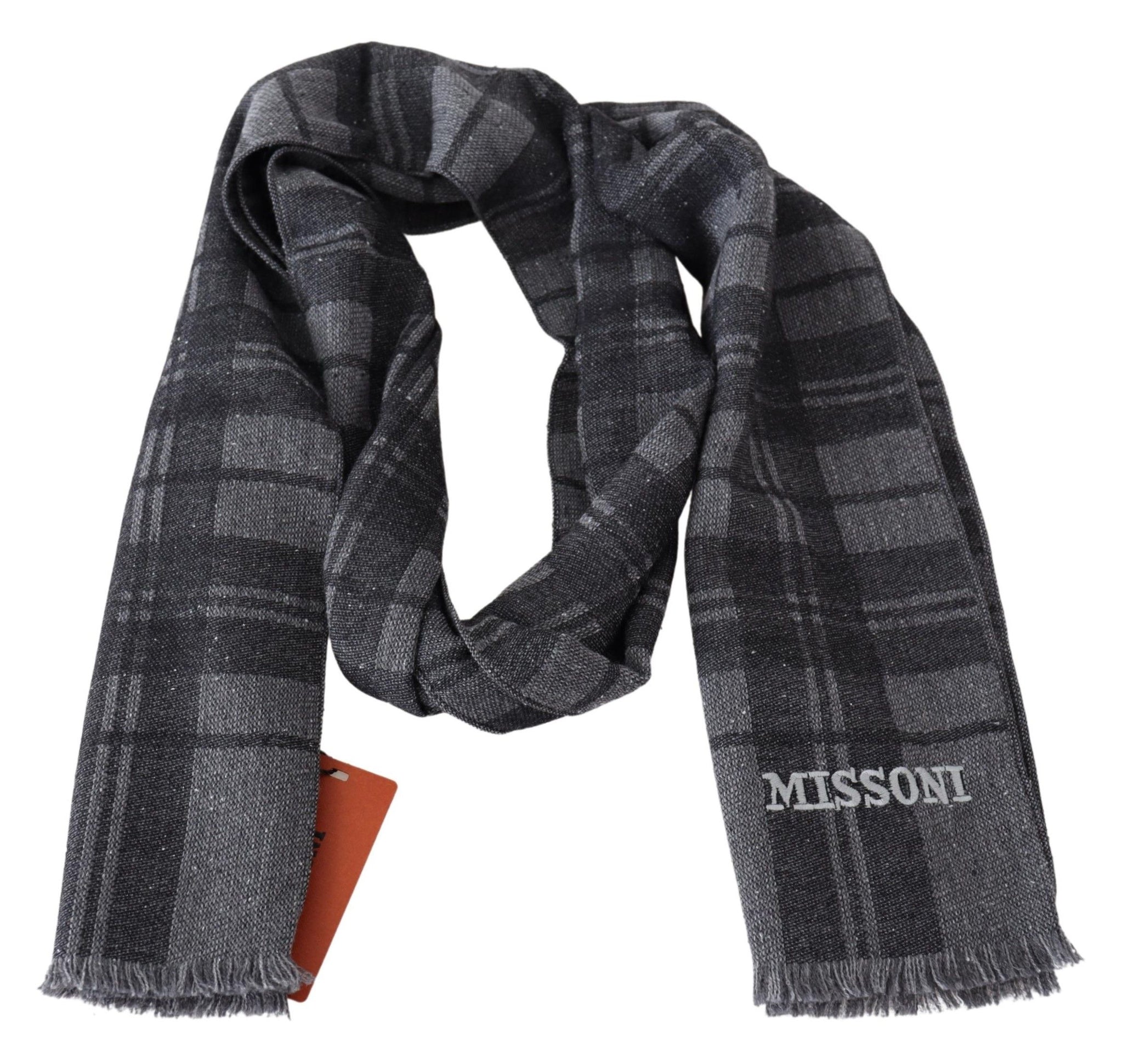 Gray Wool Knit Plaid Unisex Neck Wrap Shawl Scarf