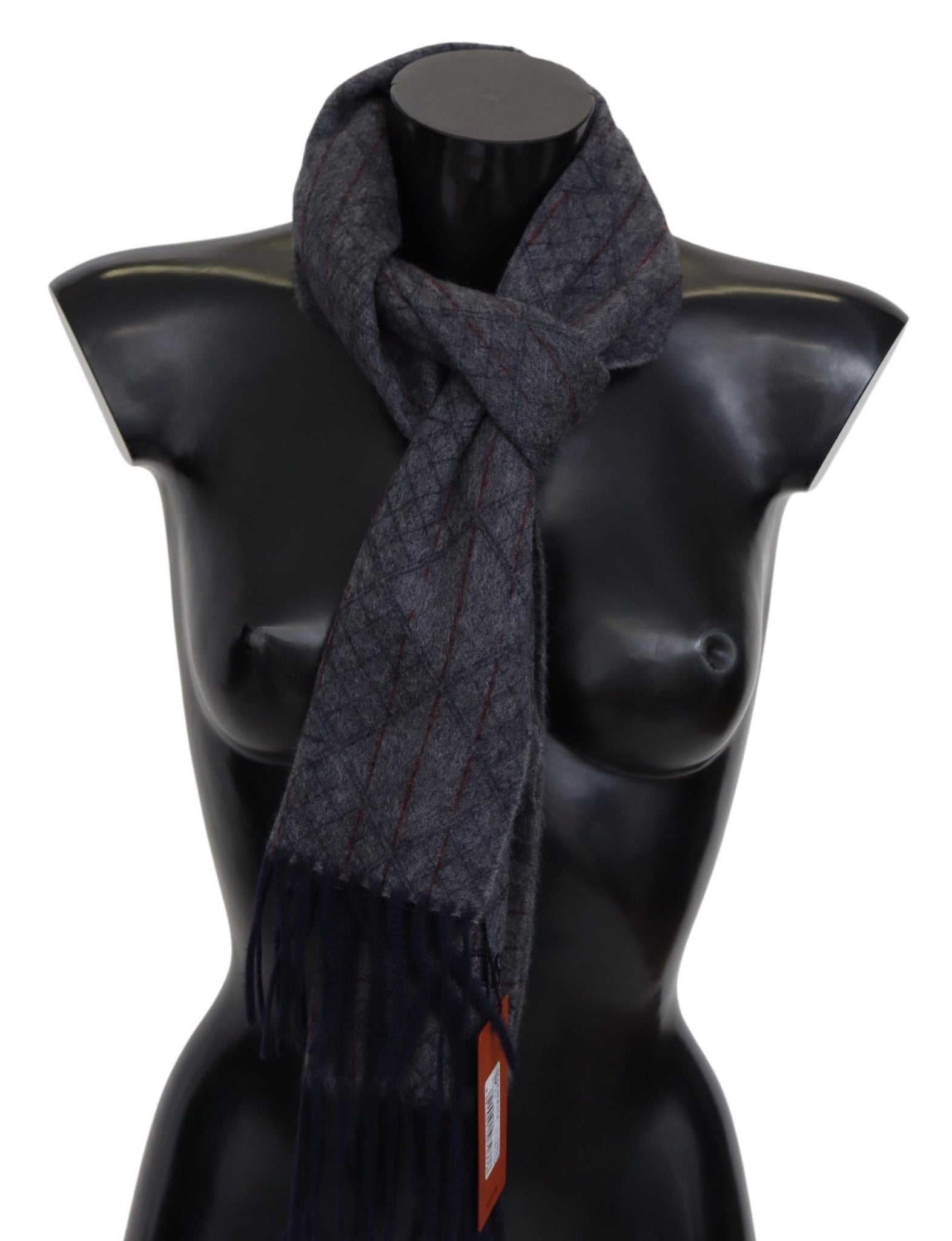 Gray Patterned Cashmere Unisex Neck Wrap Scarf