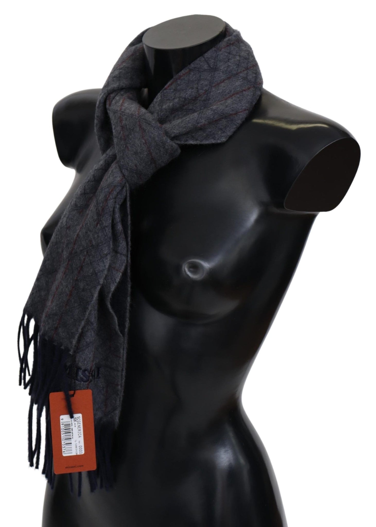 Gray Patterned Cashmere Unisex Neck Wrap Scarf