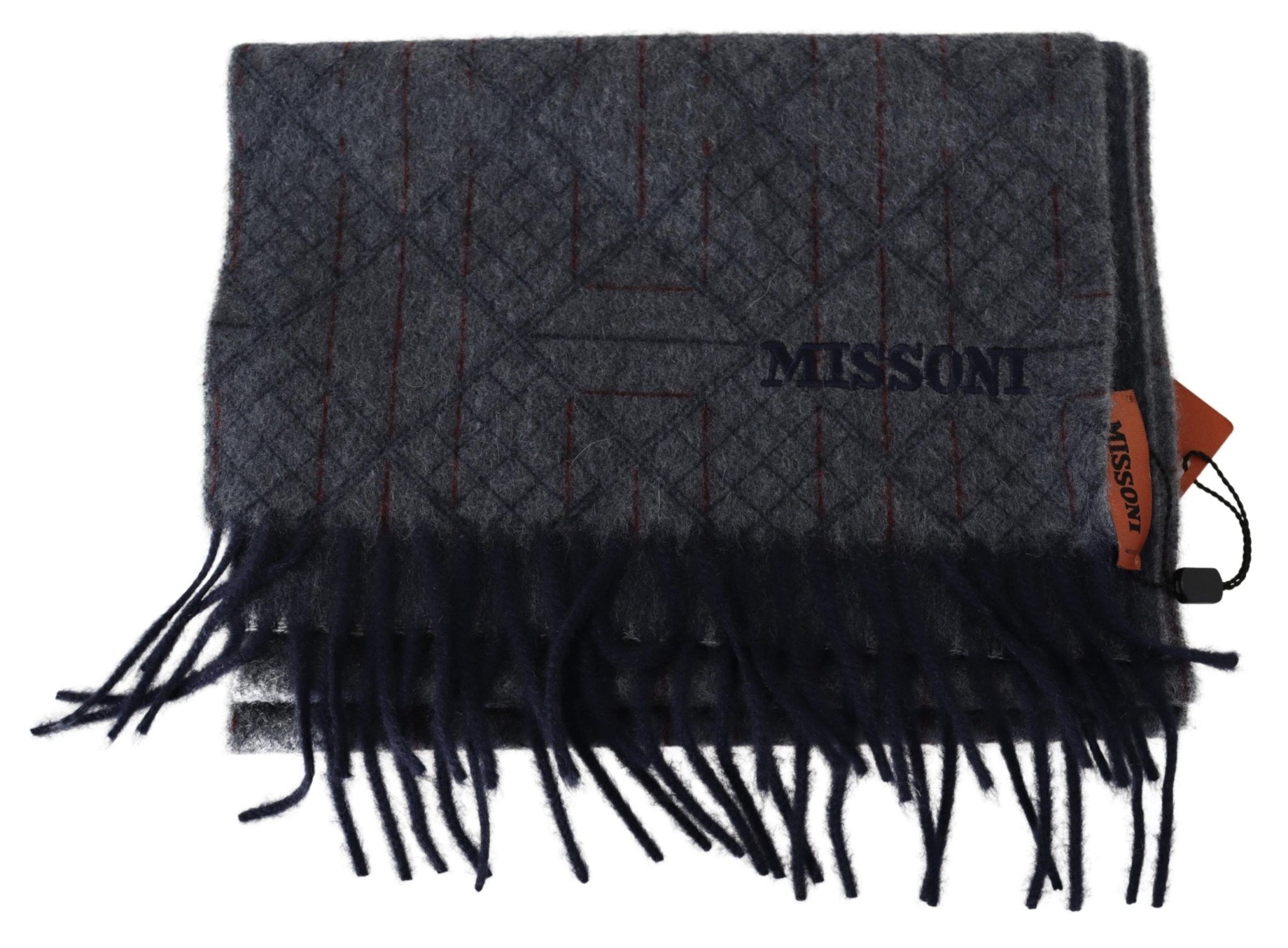 Gray Patterned Cashmere Unisex Neck Wrap Scarf