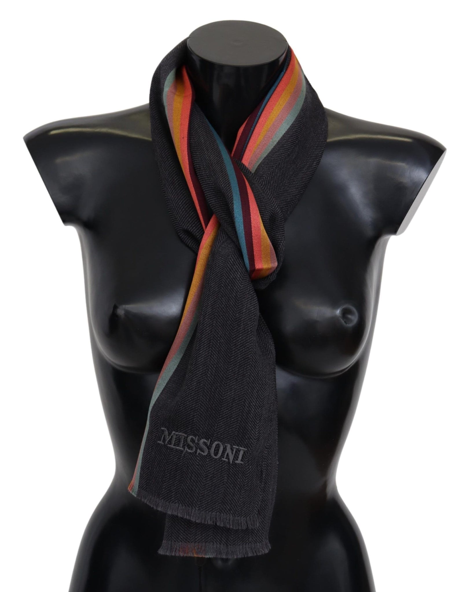 Multicolor Striped Wool Unisex Neck Wrap Scarf