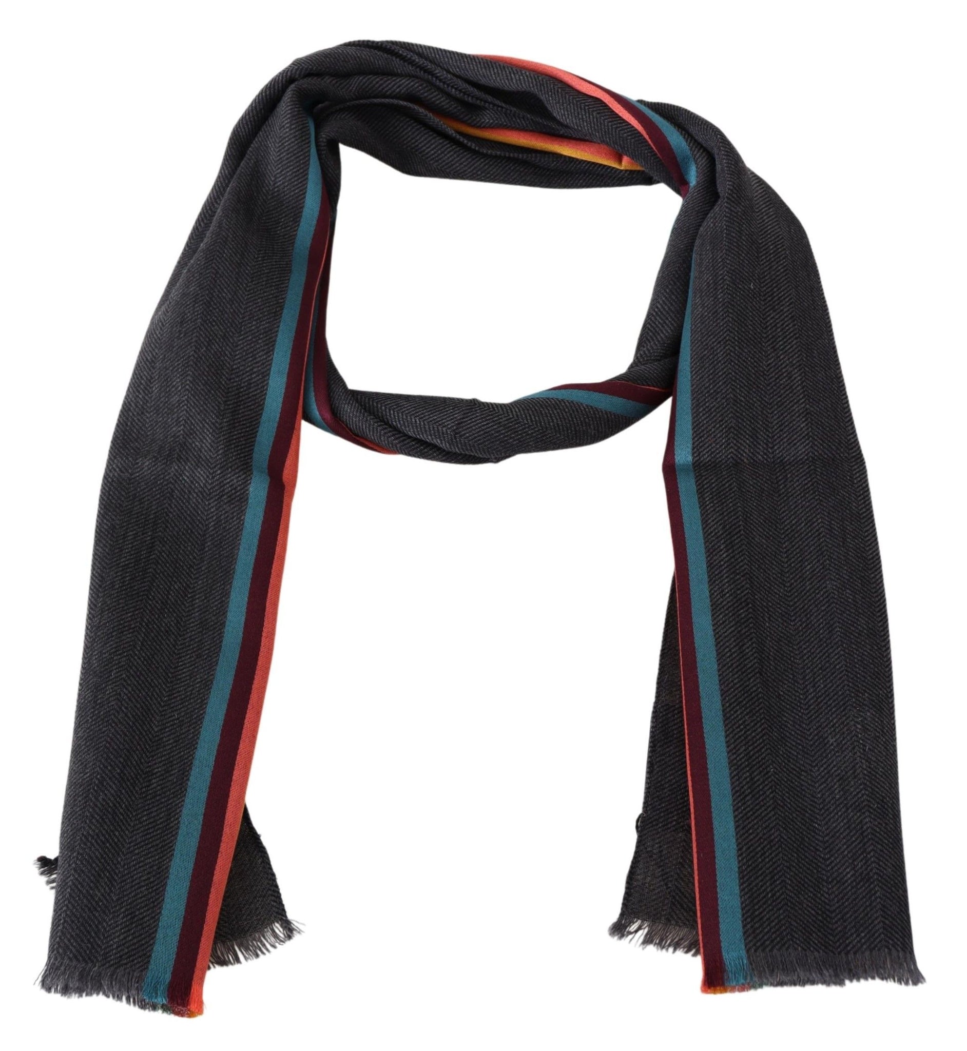 Multicolor Striped Wool Unisex Neck Wrap Scarf