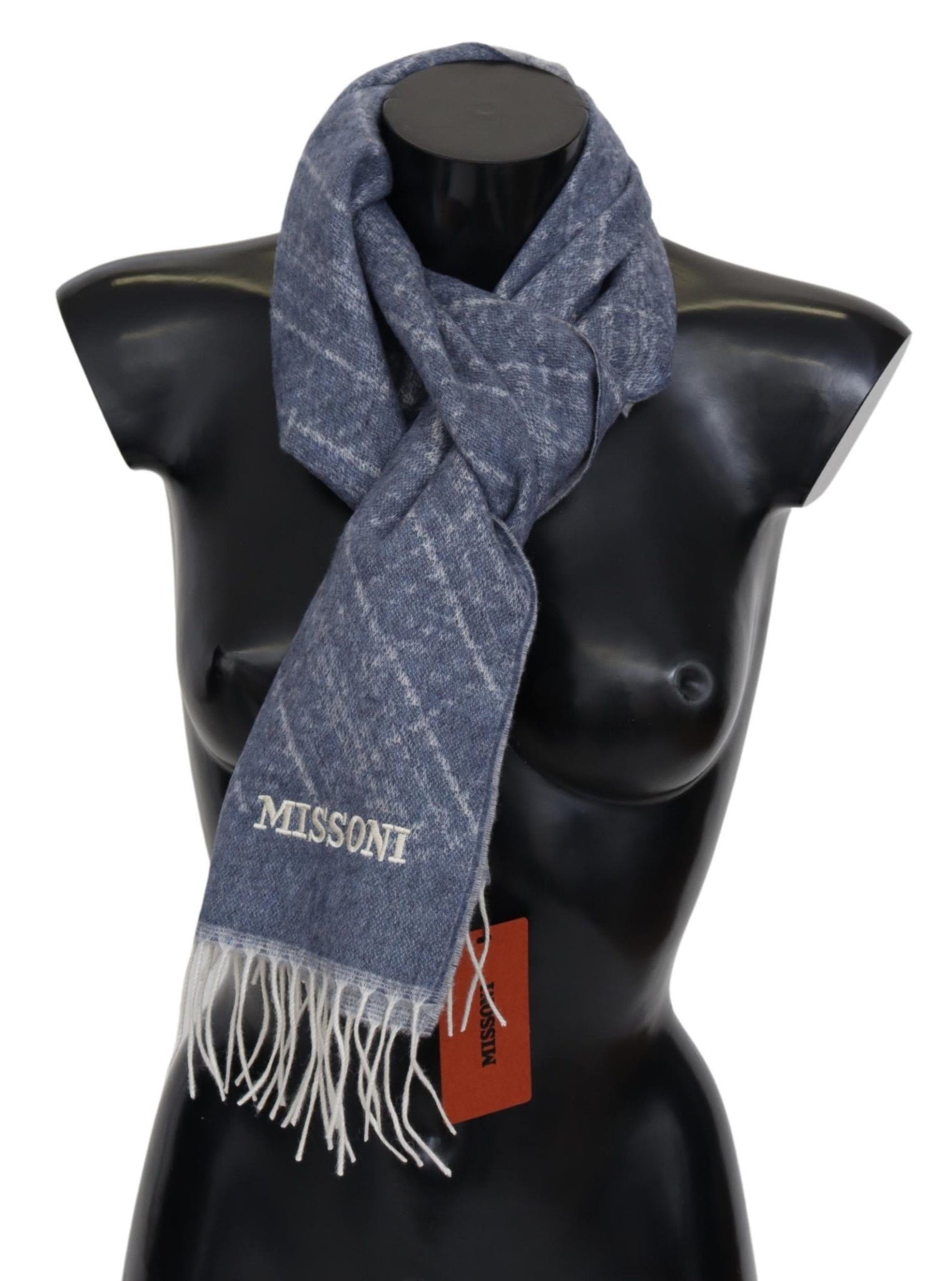 Blue 100% Cashmere Unisex Neck Wrap Fringes Scarf
