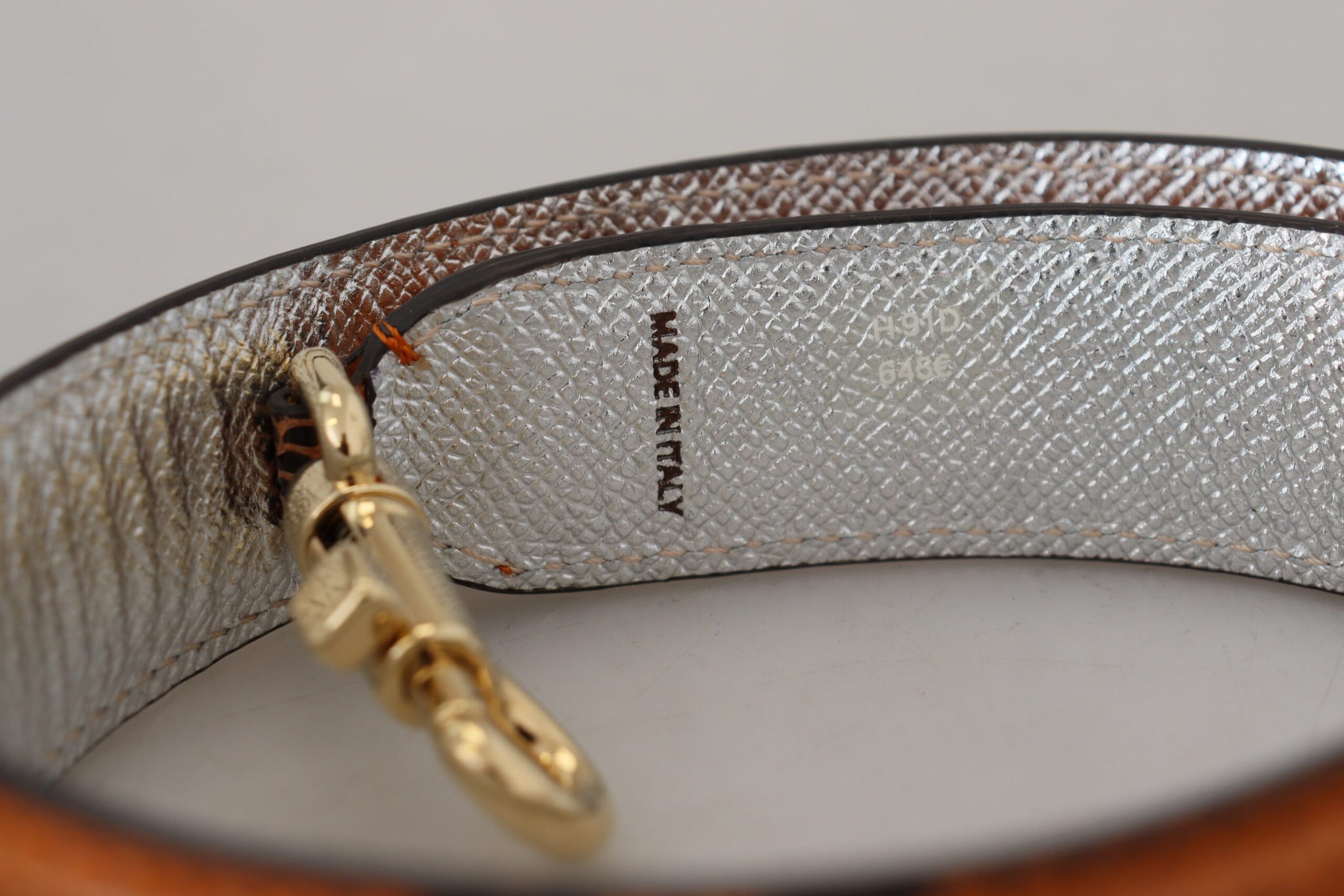 Dolce & Gabbana Orange Crystals Leather Bag Accessory Shoulder Strap