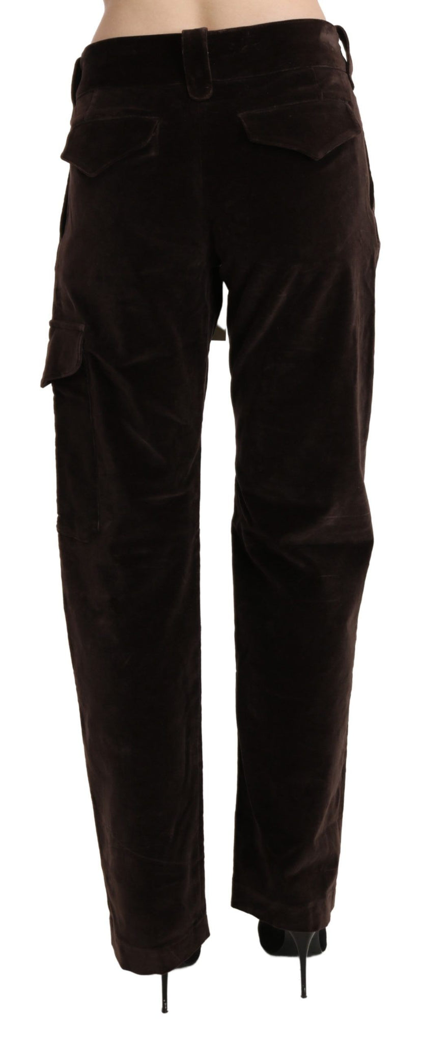 Brown High Waist Cargo Straight Cotton Pants
